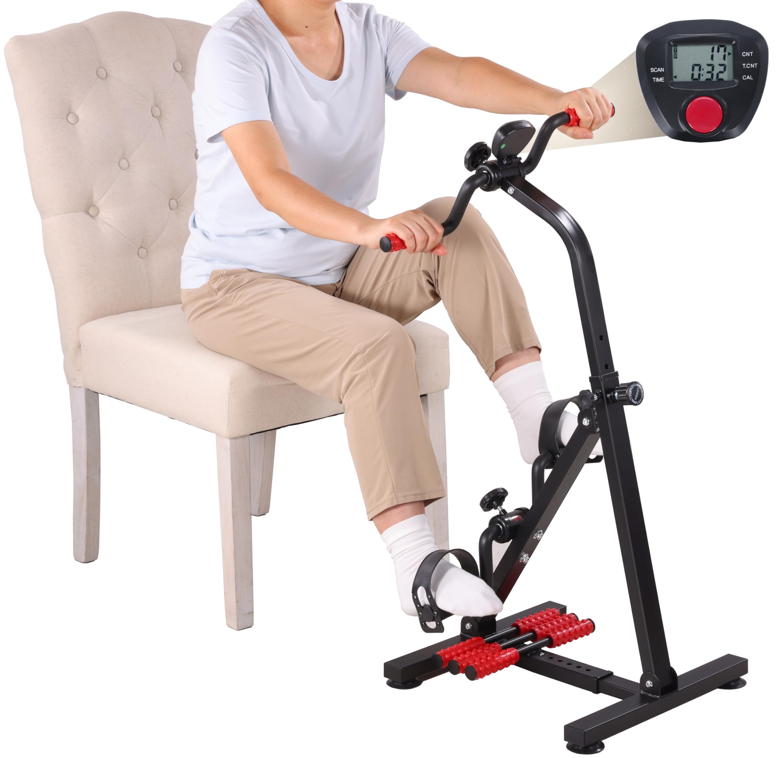 Pedal Exerciser Bike for Seniors, Hand Arm Leg and Knee Peddler Exercise Equipment, Elderly Recovery Home Exercise Bike for Total Body, Great Gift for Elderly Rehab-picture-12