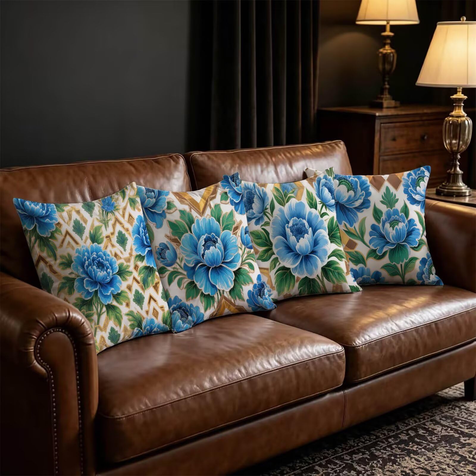 Blue-Brown Outdoor Kissenbezug 55x55cm 4 Pack Kopfkissenbezug THDZ-2988
