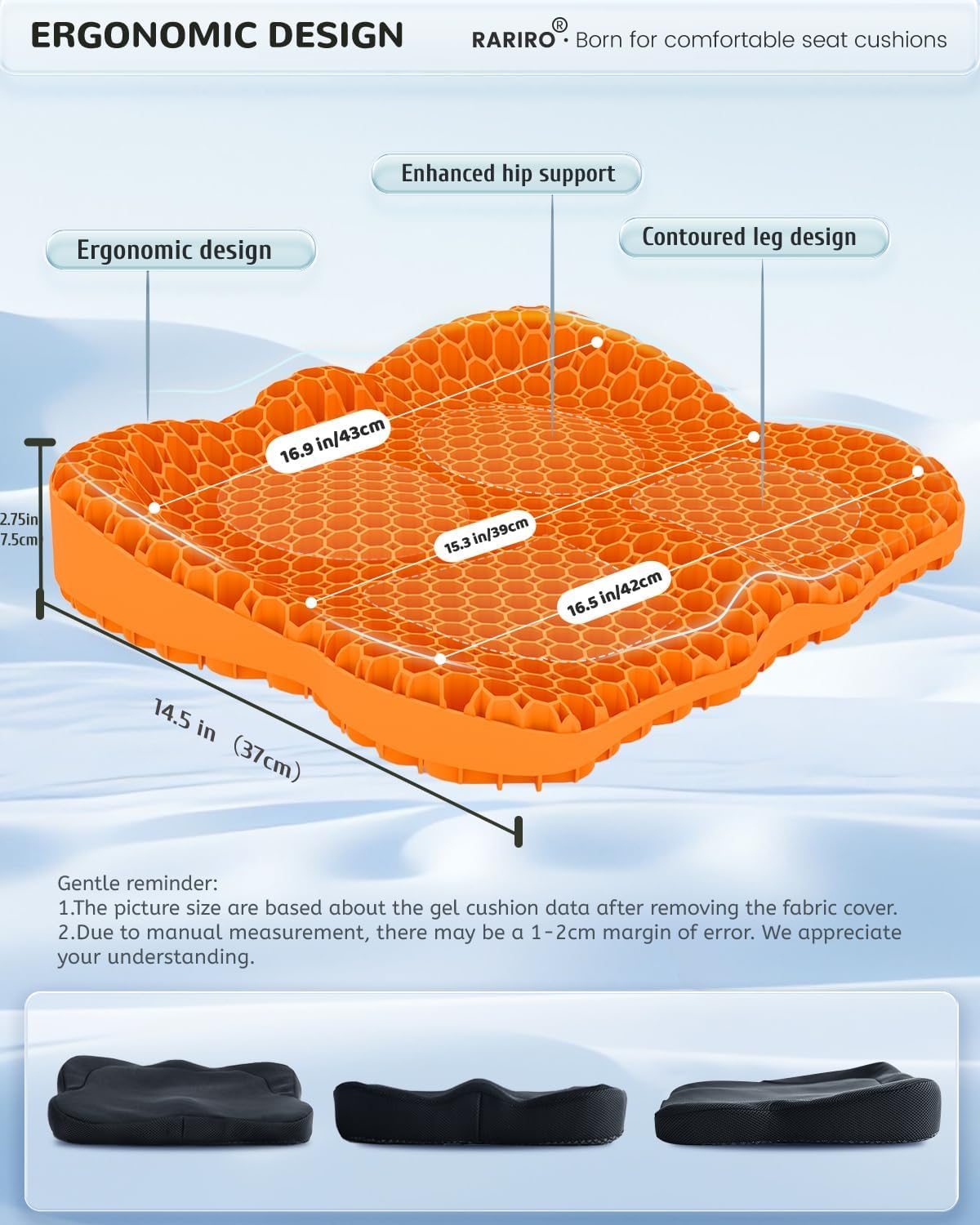Coussin de siège en gel, extra 50 cm, coussins de chaise pour fauteuil roulant, coussins doux pour chaise de voiture, chaise de bureau, pour soulager la douleur du coccyx sciatique, coussin