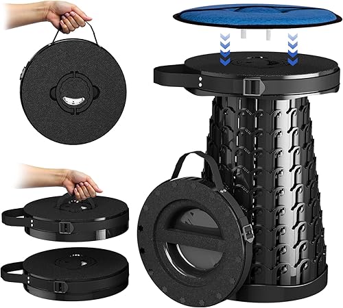 Taburete plegable XXL de 19.7 pulgadas con cojín extraíble y bolsa de almacenamiento impermeable, taburete plegable portátil extra ancho para