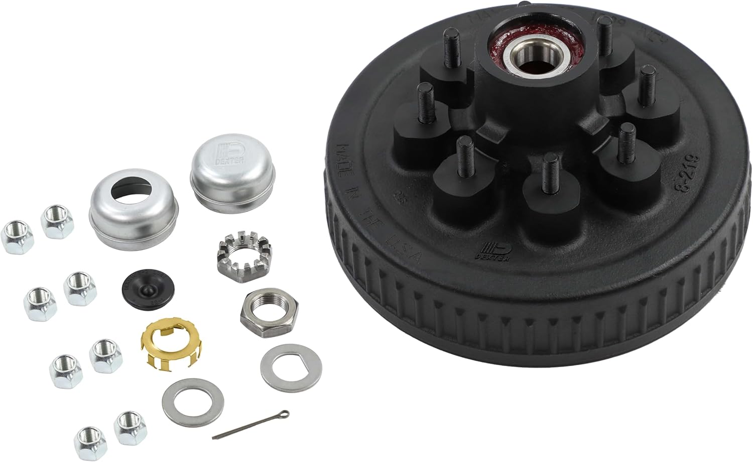 Genuine Dexter Replacement Hub-Drum Kit 9/16" Studs 12" x 2" for 7,000lb Axle 8-6.50 Bolt Circle Pre-Greased