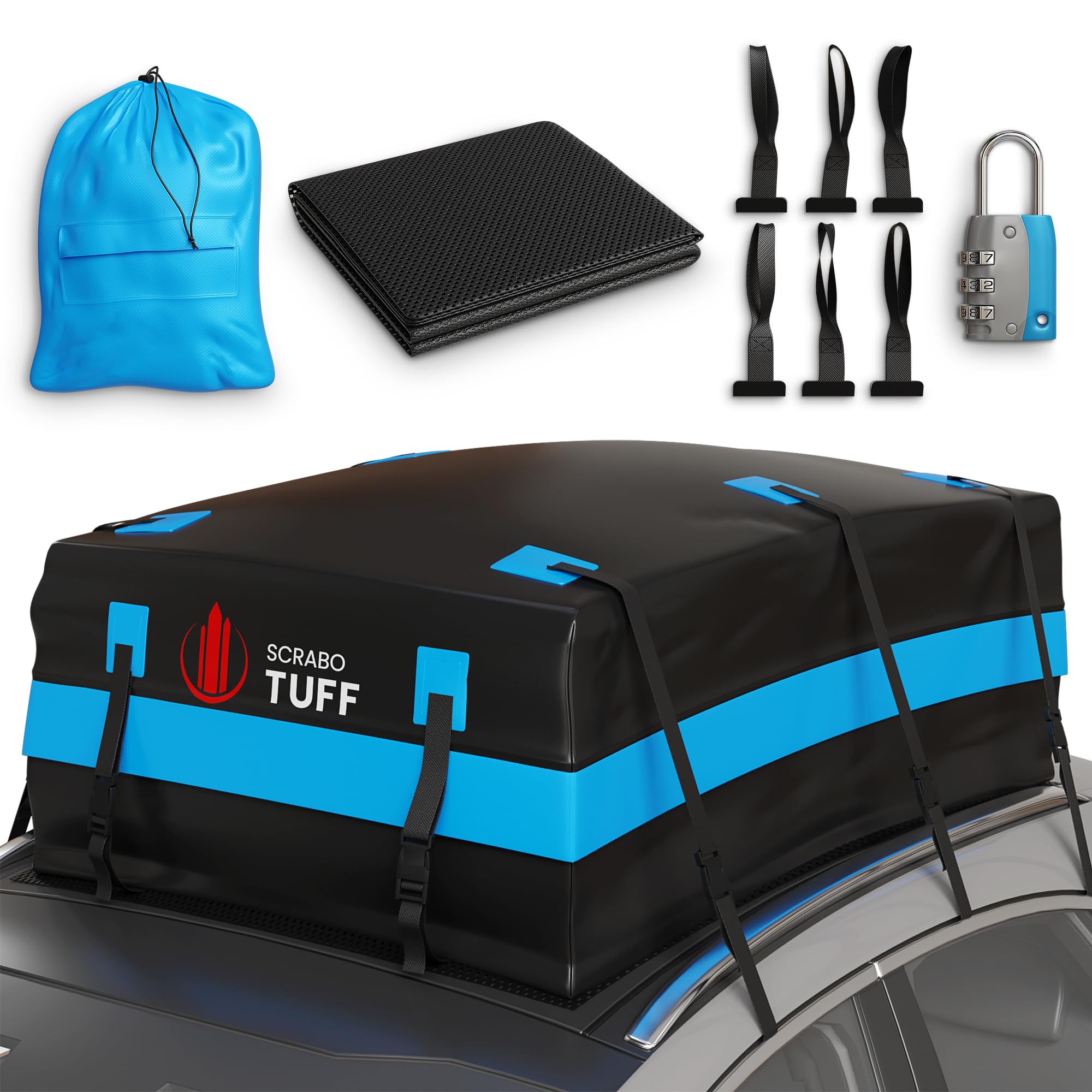 21 Cubic Feet Luggage Carrier for Car Rooftop - Cargo Carrier Bag - Waterproof Top with Anti-Slip Mat, Reinforced Straps, Hooks, Lock - Car Roof Rack Heavy Duty