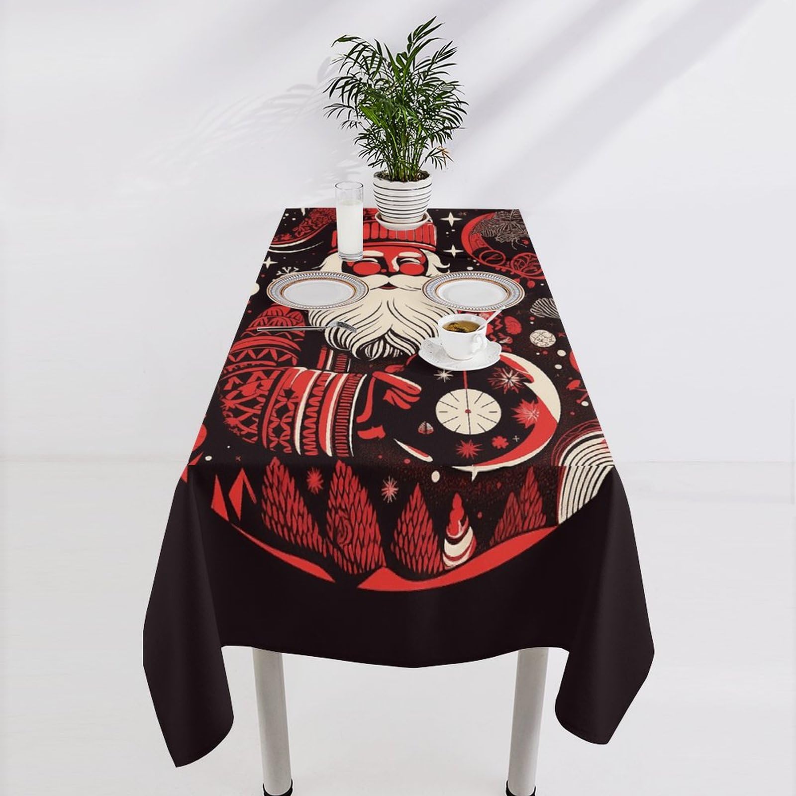 Nappe de table rectangulaire lavable pour éliminer les taches du repas de Noël