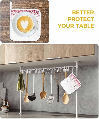 Miniatura 6 de 4 Packs Valentine's Day Pot Holders Sets for Kitchen,Oven Pan Plate Bowl Pads Heat Proof Mat with Hanging Loop,Terry Cloth Potholders Soft Grip for