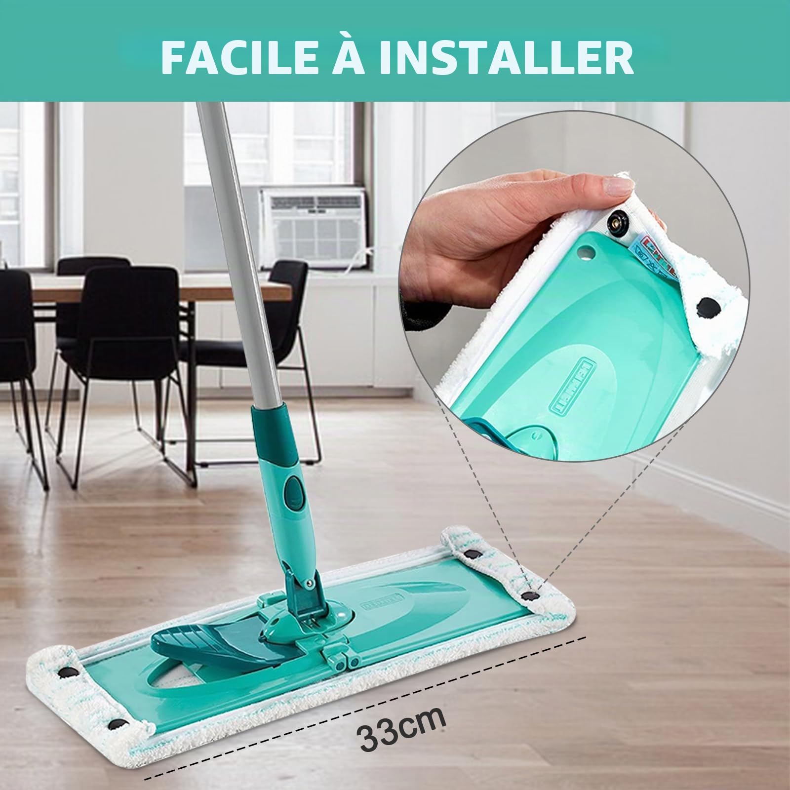 Sgizoku 6 pièces de rechange Leifheit Clean Combi Twist M Micro Duo Ensemble d'accessoires de rechange Mop fort pouvoir de nettoyage 42 x 15 cm