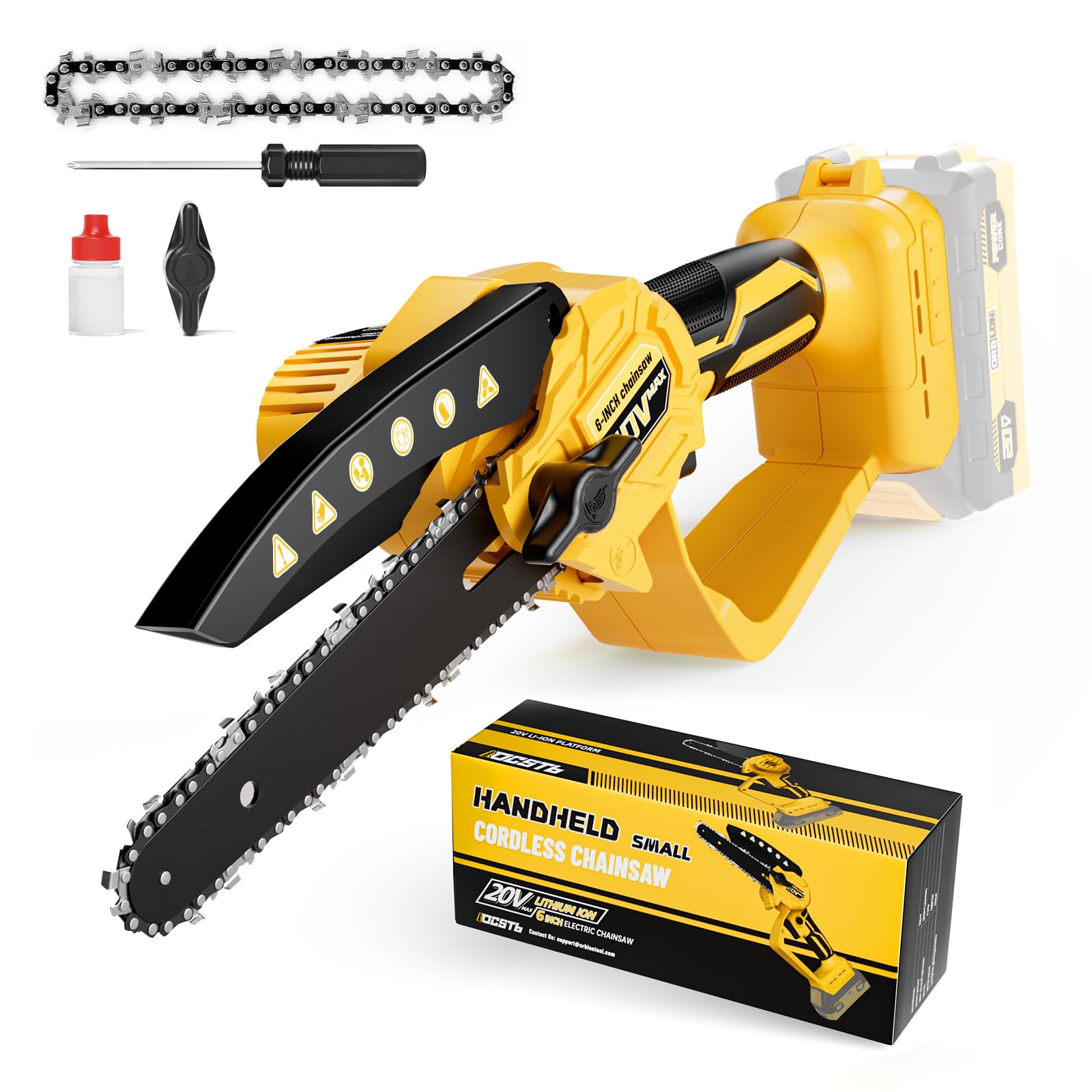 Mini Chainsaw Compatible With Dewalt 20V MAX Battery,Portable Electric Chainsaw Cordless,Handheld Chain Saw Pruning Shears Chainsaw for Tree Branches,Courtyard,Garden (no Includes Battery）