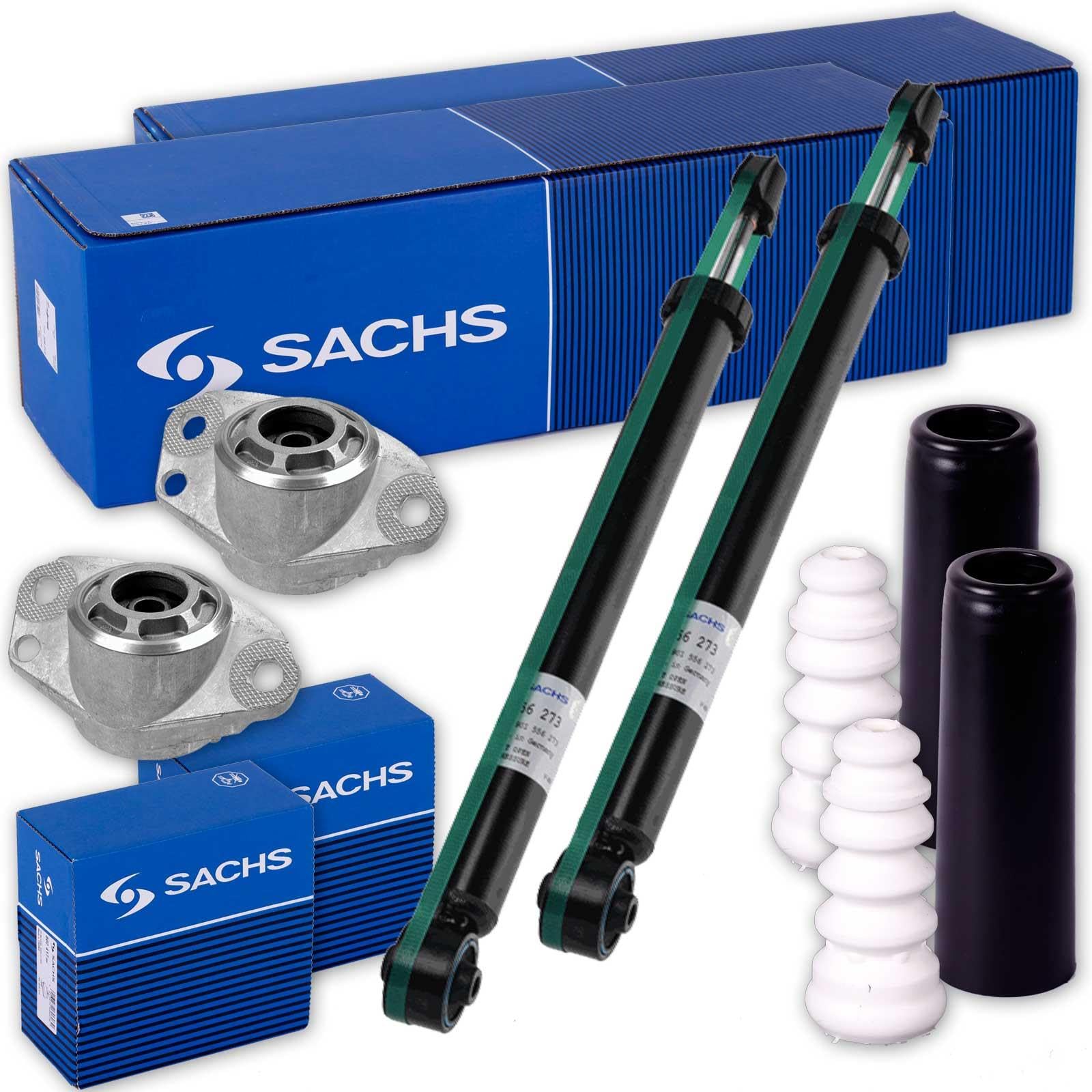 2x Sachs Stoßdämpfer + Domlager + Protection Kit hinten | 556273+915400+802535 Kompatibel mit Bora Variant (1J6),Golf IV Variant (1J5),Octavia I Combi (1U5)