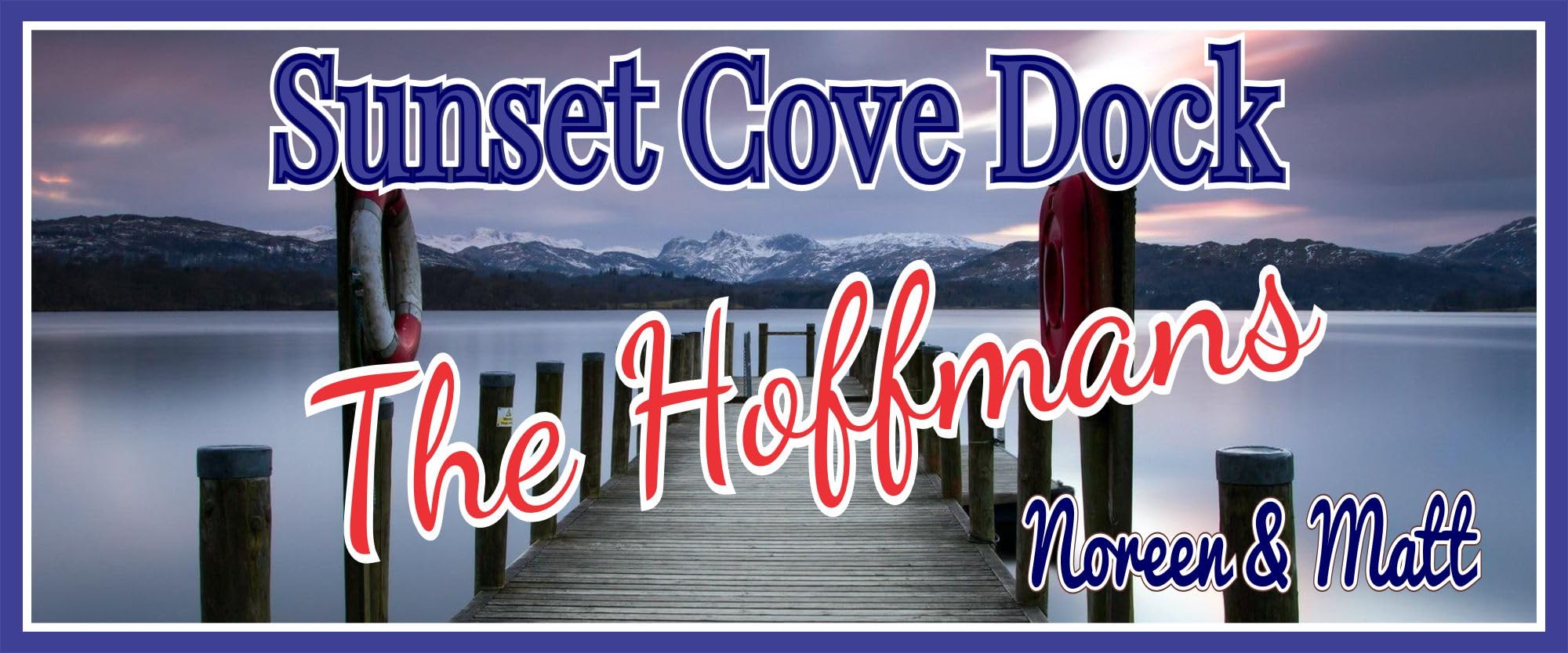 Personalized Dock Sign – Custom Lake House Wall Art with Sunset Pier Scene, Family Name Cabin or Boathouse Decor