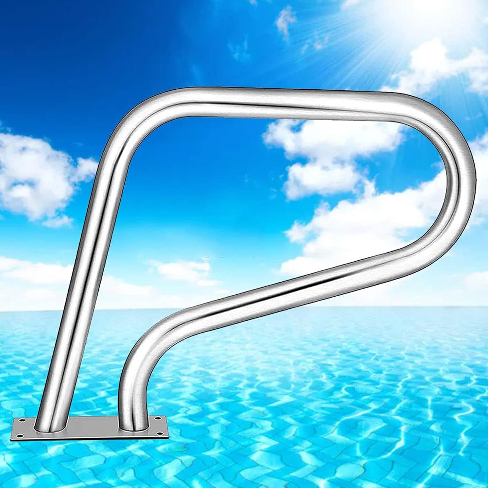 WMYWBYT Pool Handrail Swimming Pool Safety Hand Rail Swimming Pool Handrails, Pool Hand Rail Ladder Step Handrail for Swimming Pool, Sloped Entry, Spa, Water Park
