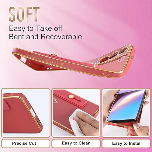 Miniatura 3 de Likiyami Funda 3 en 1 para Samsung Galaxy S21 FE 5G4G con diseño de corazón para mujeres y niñas, bonita estética femenina de lujo, bonita con