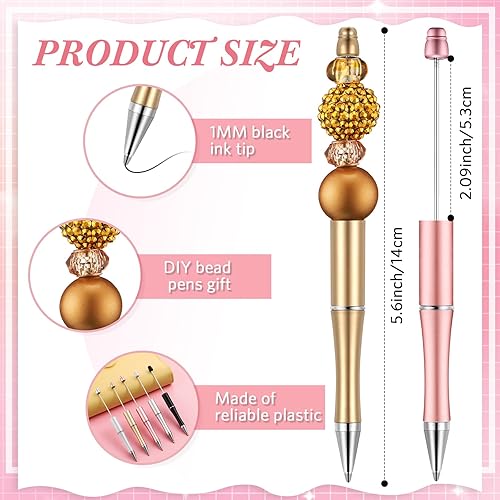 Vista 33 de Crtiin Kit de 100 bolígrafos de plástico con cuentas de 50 cuentas, con 50 recambios para manualidades, regalo de Navidad, estudiantes, oficina