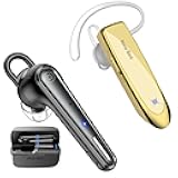 New bee Bluetooth Headset B41 Gold & Bluetooth Headset M52 V5.1 with 500mah Charging Case