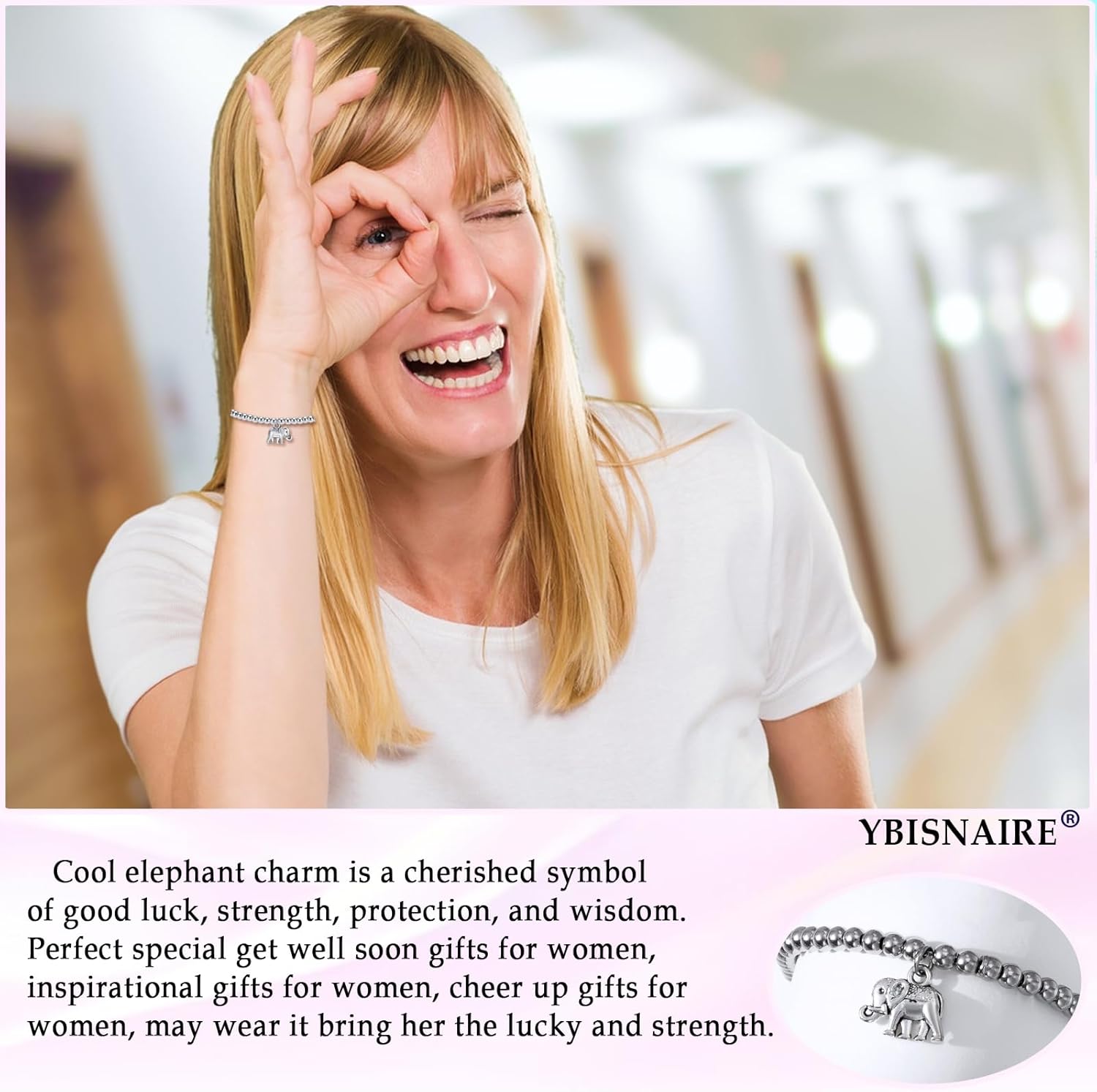 Elephant Gifts for Women Nana, Elephant Bead Bracelet Gift Ideal Motivational Get Well Soon Inspirationl Encouragement Life is Tough But So Are You Gifts for Women Birthday Mothers Day - Image 6