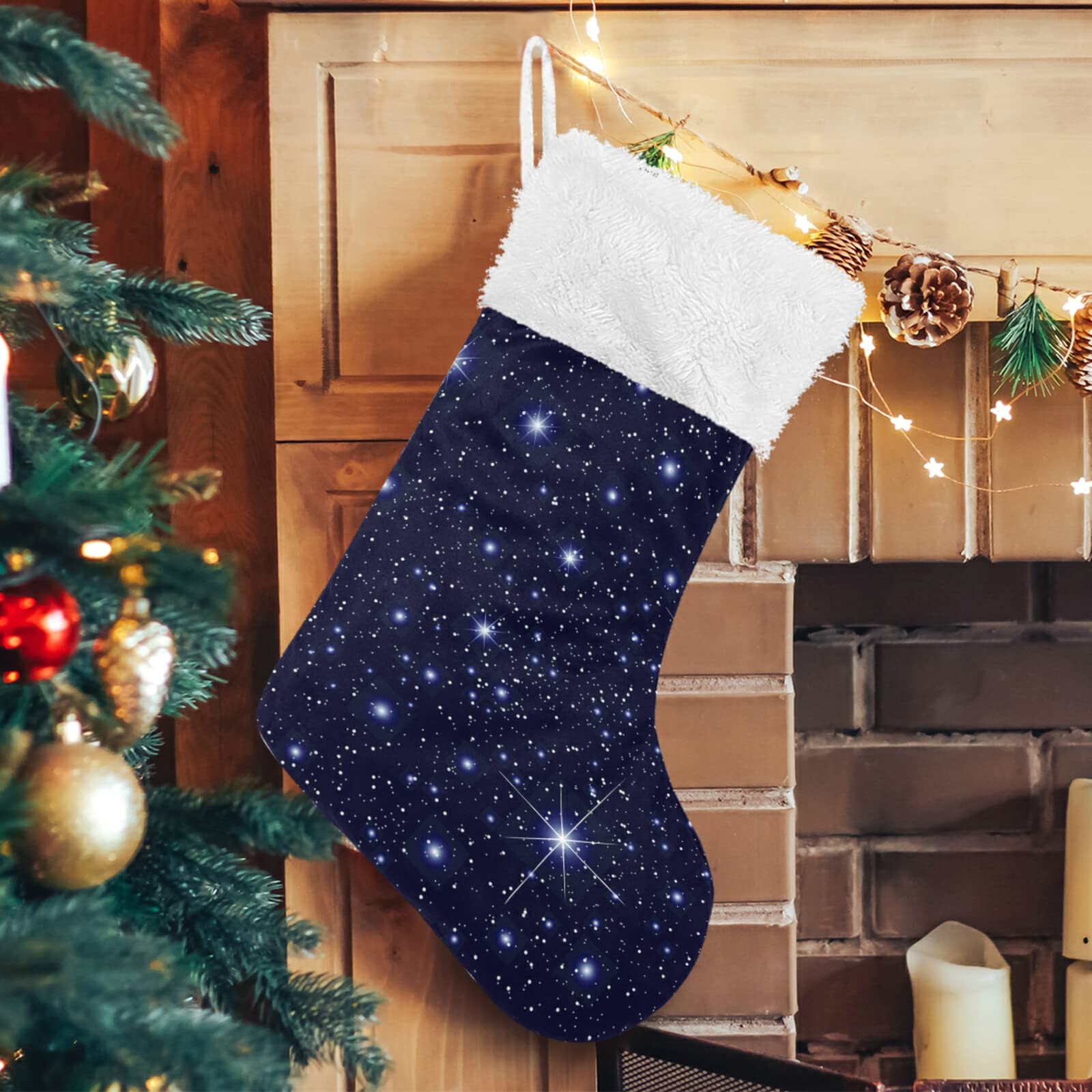 Art Galaxy Weihnachtsstrümpfe, weiß, Plüsch, Stulpe, Geschenk, Halter für Party, Urlaub, Dekoration, Ornamente (45,7 cm, 1 Stück)