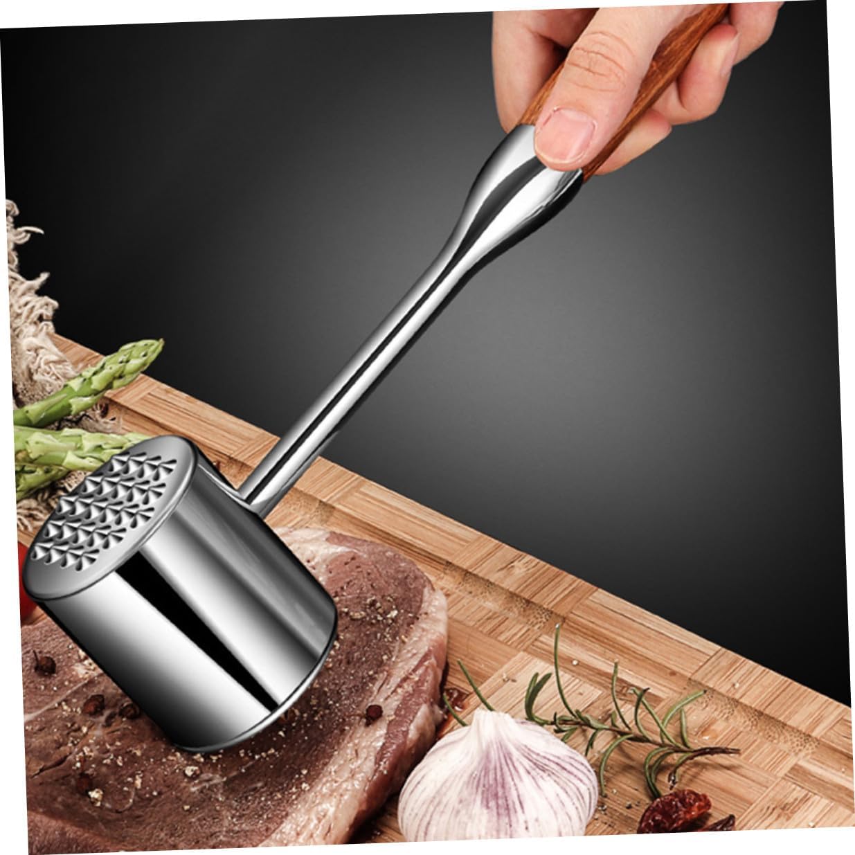 Uonlytech Stainless Steel Meat Hammer Tenderizer Mallet 304 Stainless Kitchen Steak Pounder for Beef Chicken Poultry Cooking Random Color