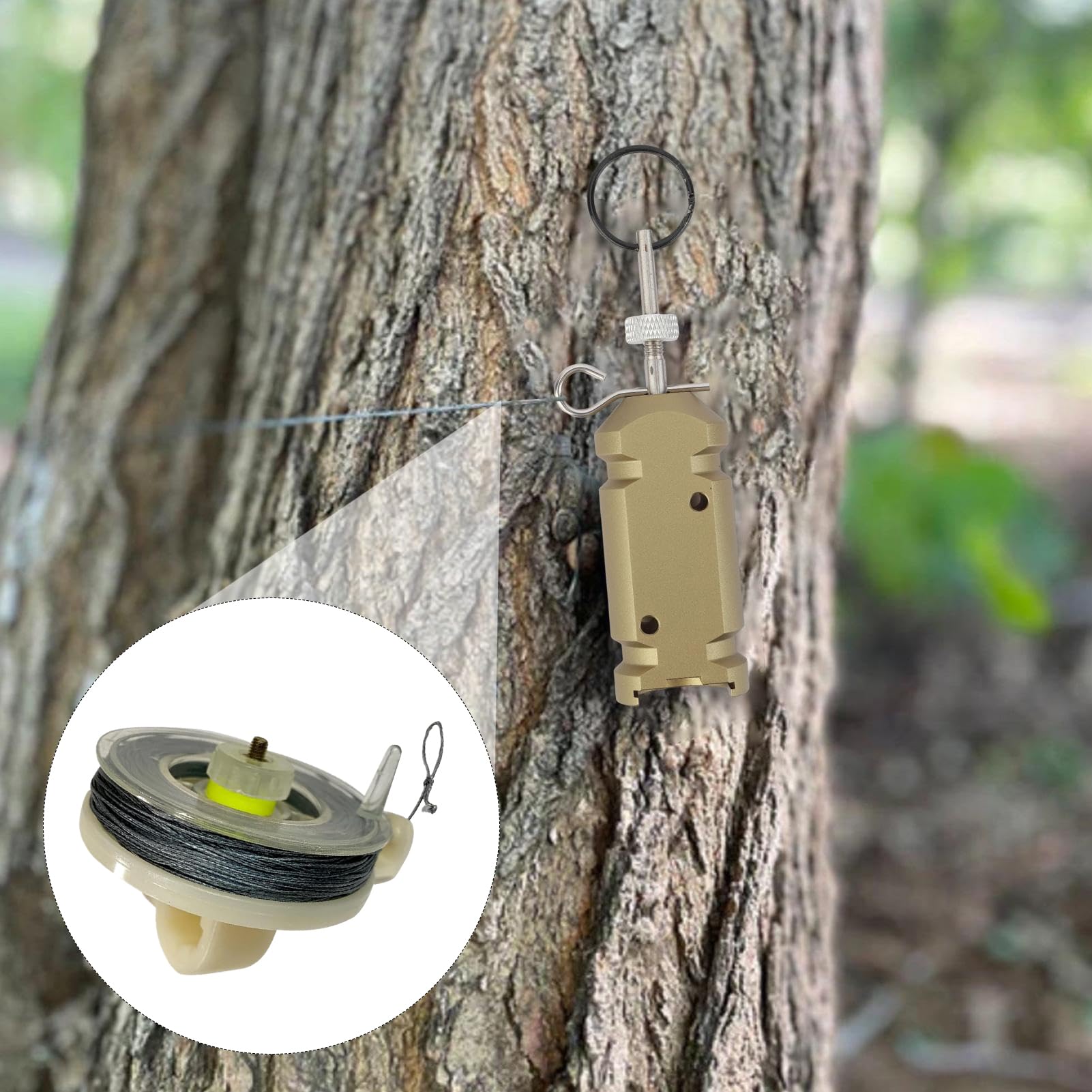 Trip Wire Alarm Kit, Perimeter Alert System, Heavy-Duty Weatherproof Design, Reusable Reel with 82ft Steel Wire, for Camping, Hunting, Farm, Survival Security and More