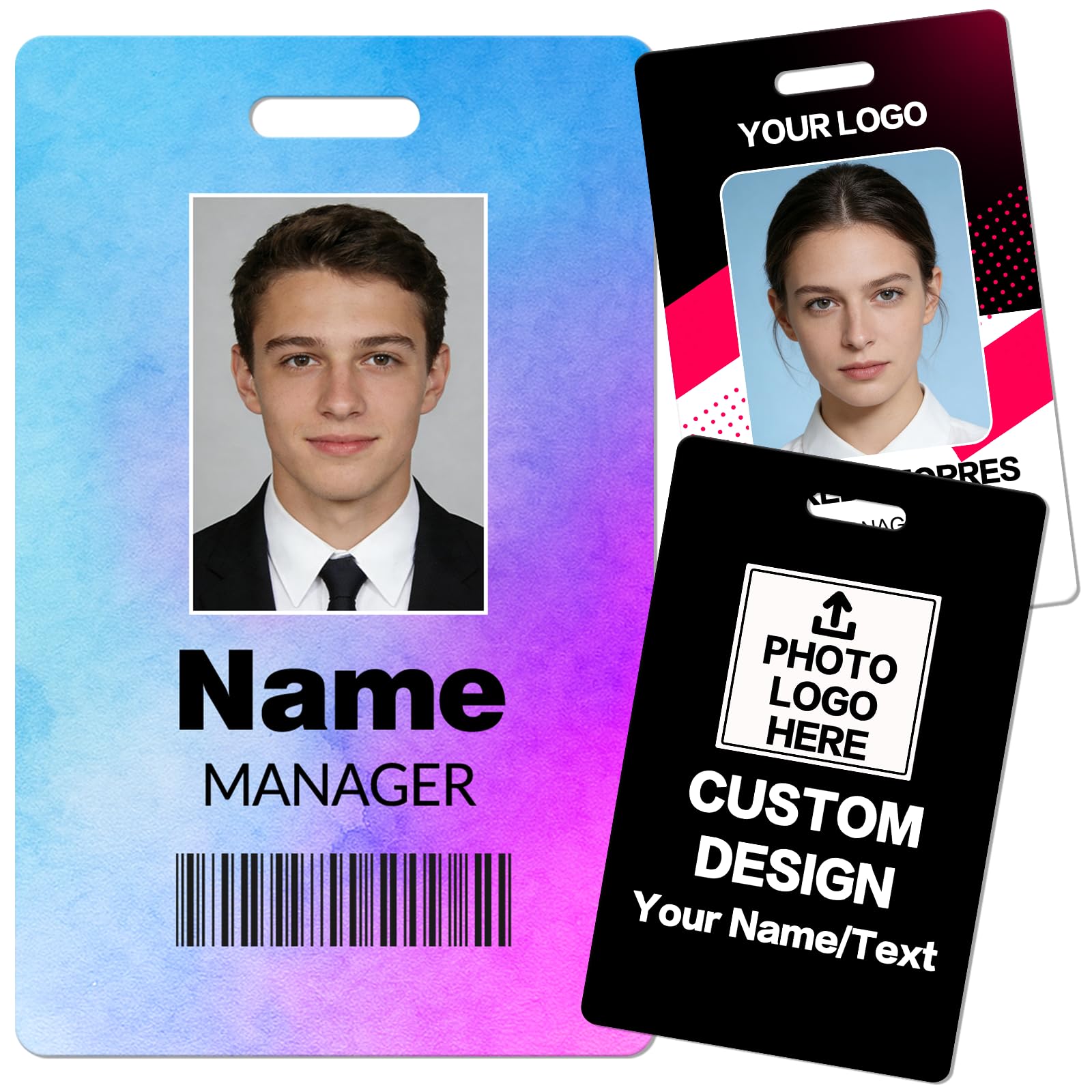 Badge identificativo personalizzato con cordino, stampa fronte/retro, per lavoro ufficio studente
