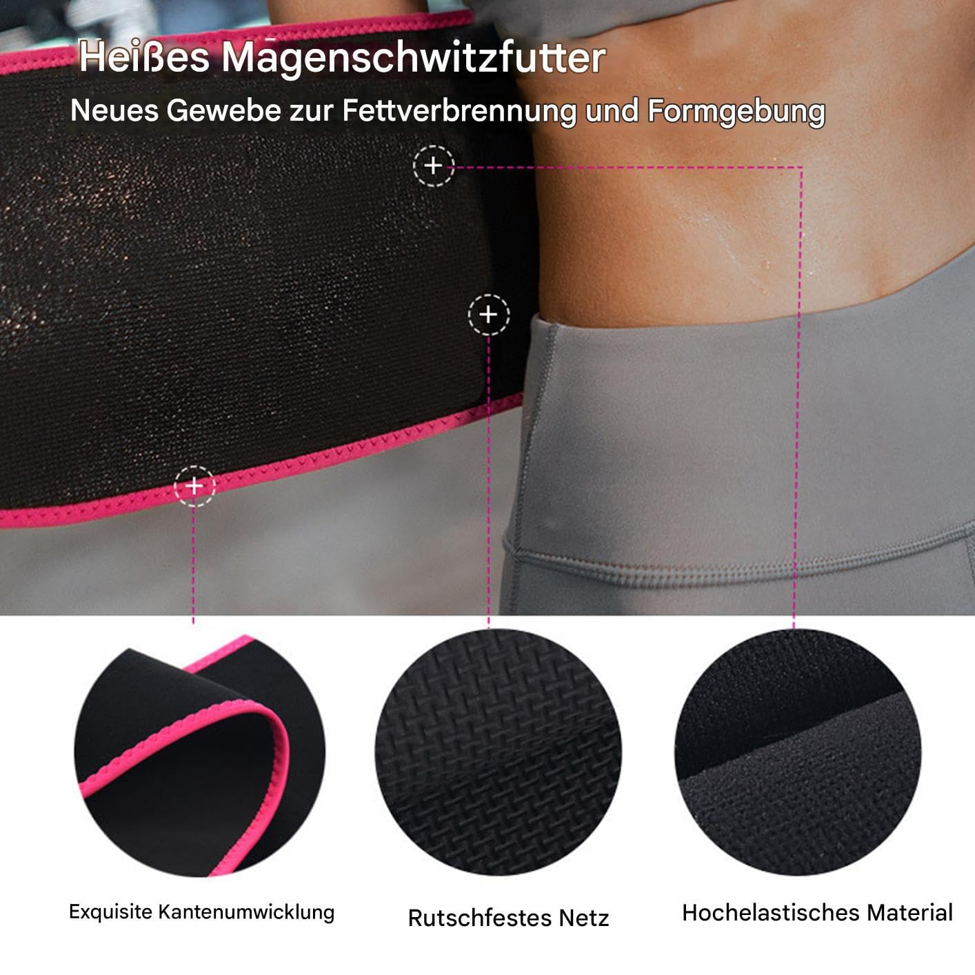 Generisch Cinturón abdominal – Entrenador de cintura de sudor | Cinturón de neopreno transpirable para hombres entrenamiento diario gimnasio danza