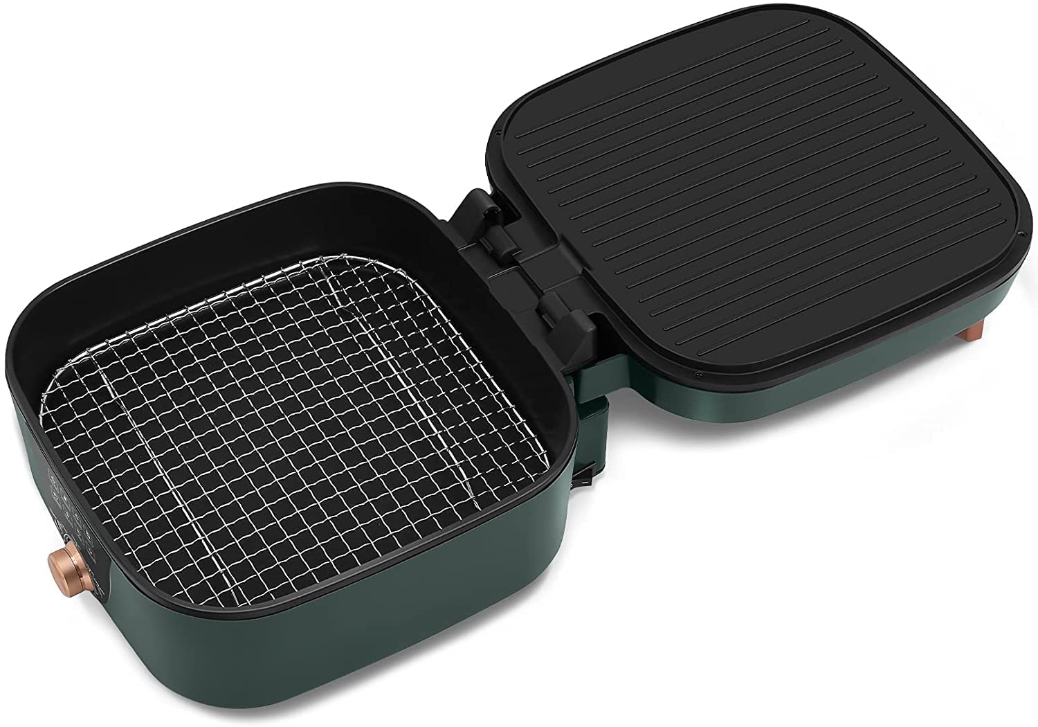 Uten Hot Pot Barbecue, 2 in1 Multifunktion Doppelbratpfanne Grill mit Antihaftbeschichteter Oberfläche, Elektrischer Rauchfreier Grill für Einfache Reinigung, Einstellbare Temperaturkontrolle