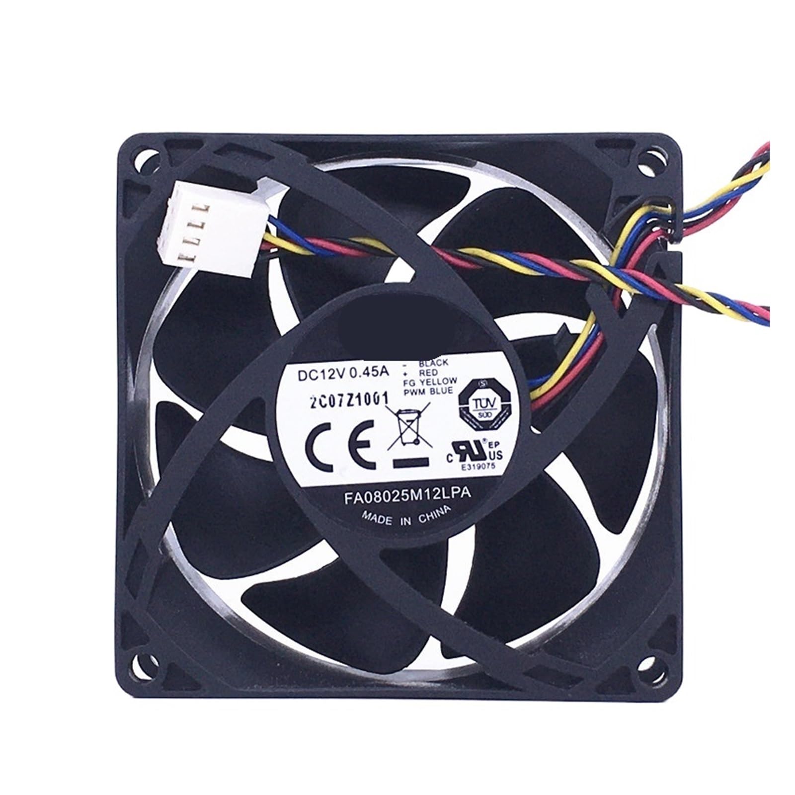 Ventilador de refrigeración 80x80x25 mm 12V CC 0,45A de 4 cables