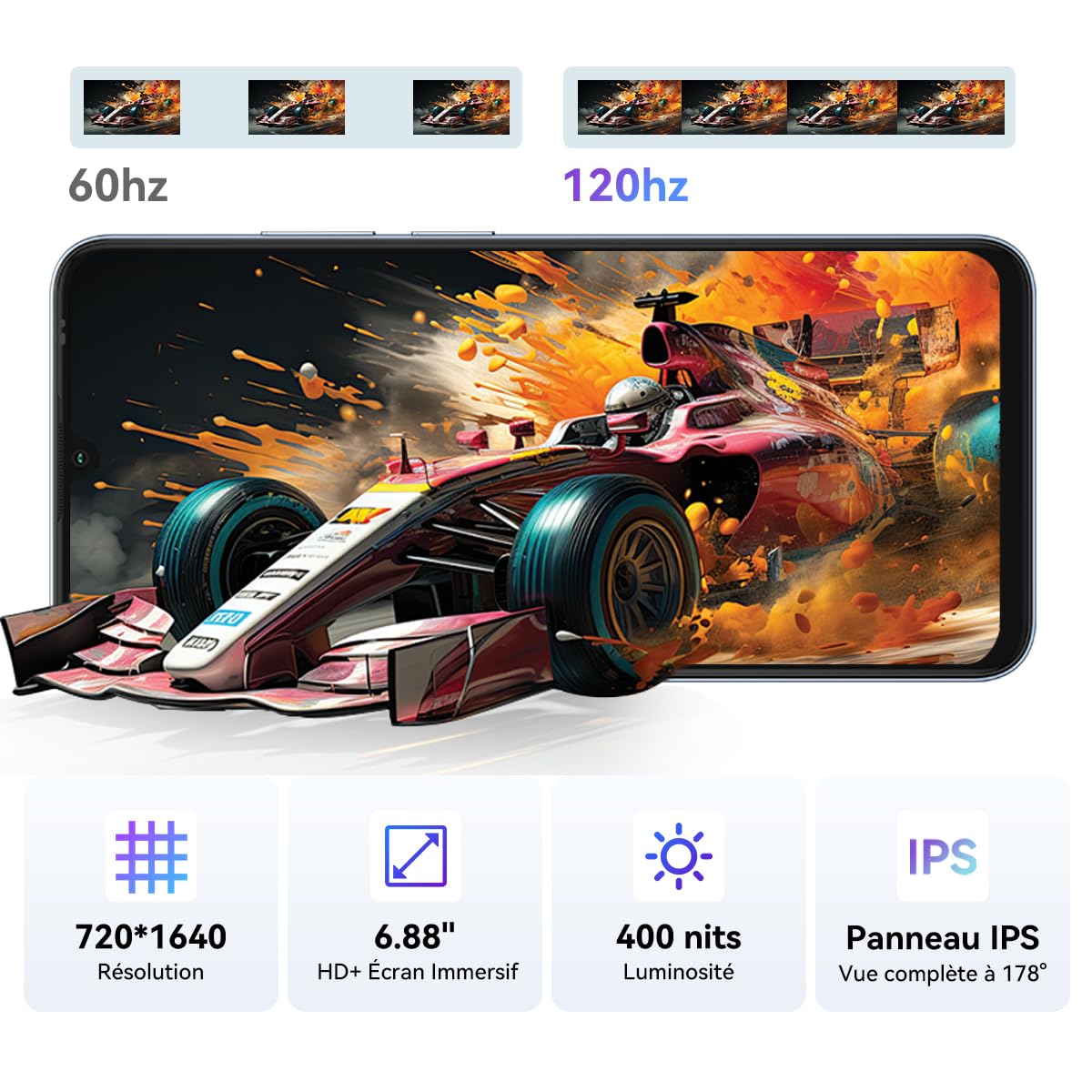 Blackview Wave 10 Téléphone Portable Pas Cher Android 16 Smartphones,6.88",32Go+128Go/2To, 32MP+13MP, 5000mAh,Smartphon 4G Dual SIM, Telephone WiFi 5G/GPS/IP54/3 Card Slots/3.5mm/FM/3Ans Garantie