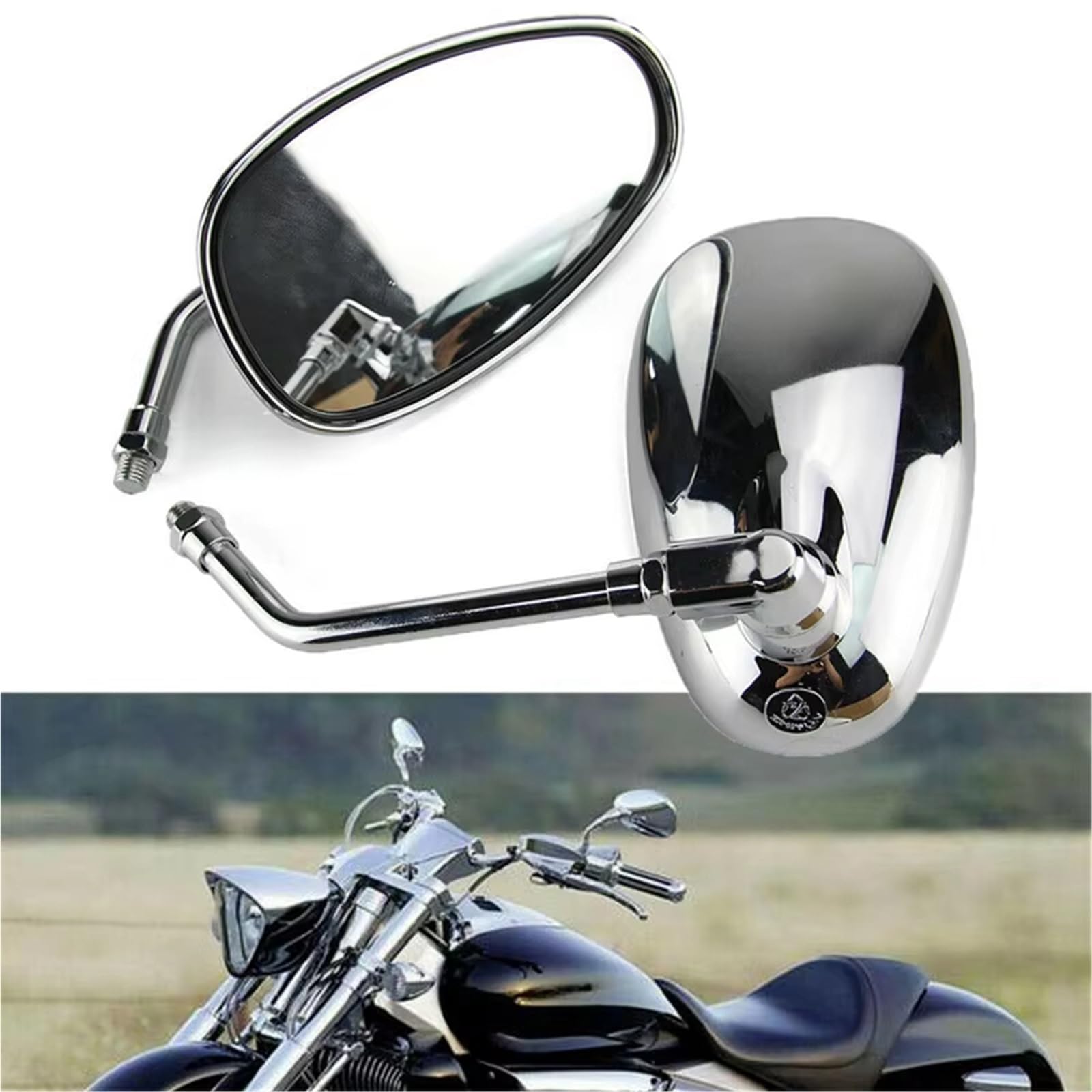 Specchietto retrovisore Cromato da 10 mm per Moto Chopper, specchietti Laterali per Moto Kawasaki