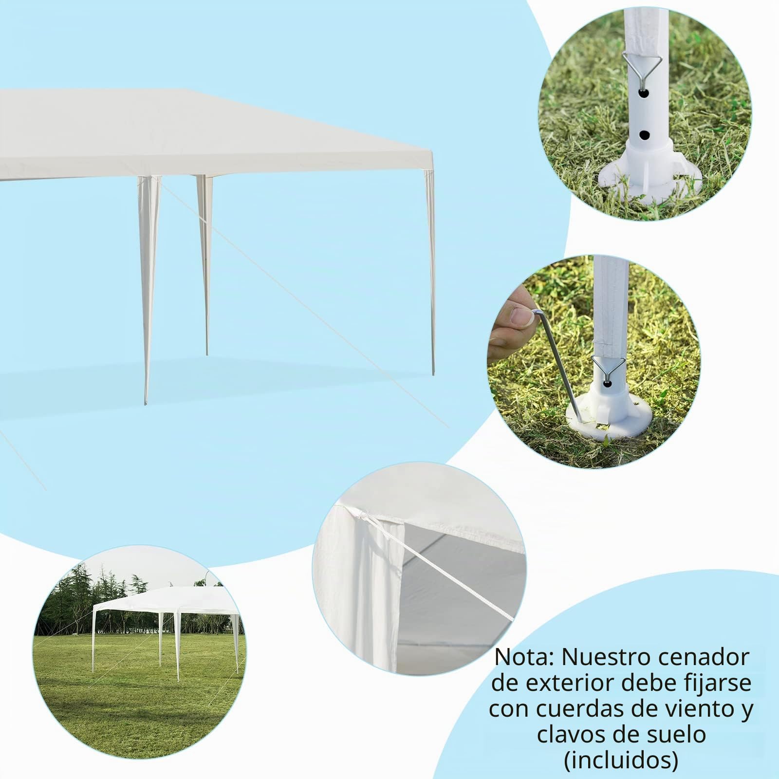Goplus 3x9 m/3x6 m carpa de jardín, carpa de recepción Barnum plegable, carpa de cenador para evento, cerveza, fiesta, camping (sin lona, 3x6 m)
