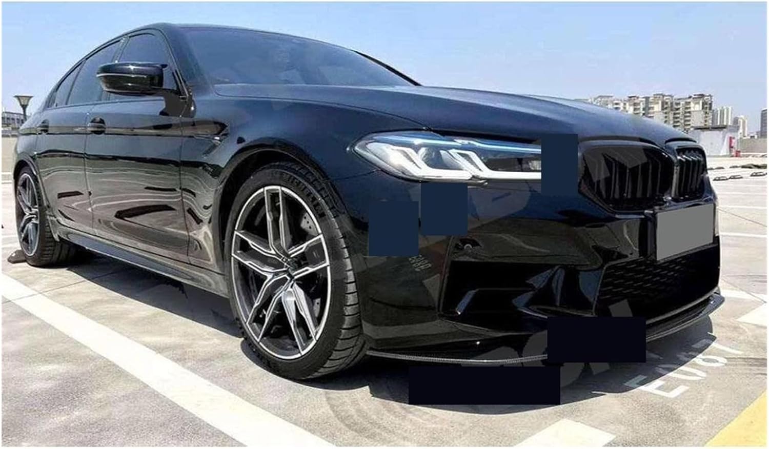 Carbon Fiber Front Bumper Chin Lip Spoiler BodyKit ，Compatible For BMW 5 Series F90 M5 LCI Competition 2021+ Car Bumper Accessories(FRP Black Primer)