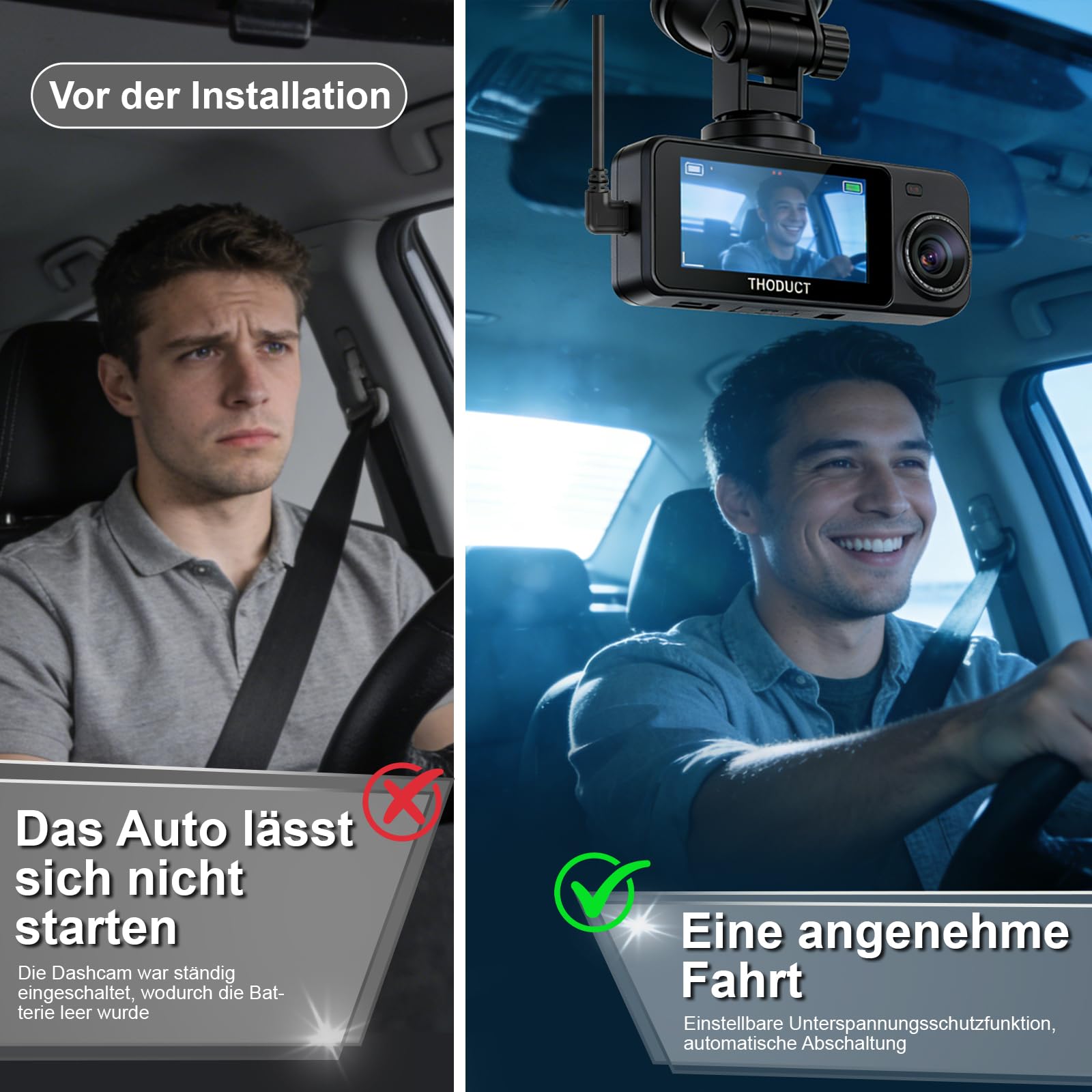 Valchoose Dashcam Hardwire Kit USB-C, 12V/24V auf 5V, 24 Std. Parkmodus, Niederspannungsschutz, Einfache Installation, hardwire kit dashcam, nur für EIN-Kanal USB-C Dashcams