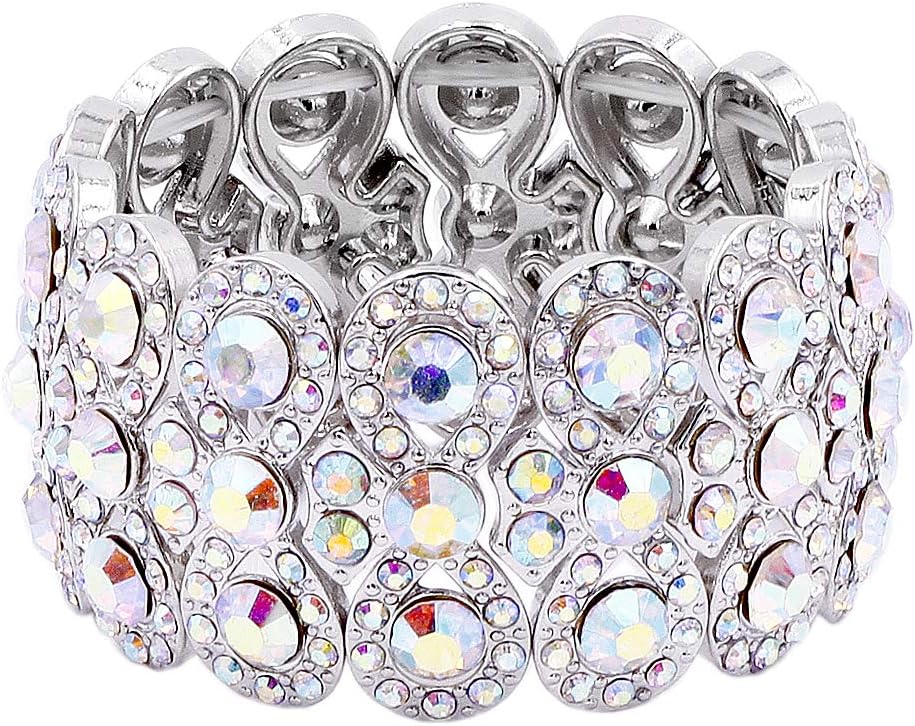 Lavencious Infinity Shape Rhinestone Stretch Bracelet Evening Party Jewelry 7”