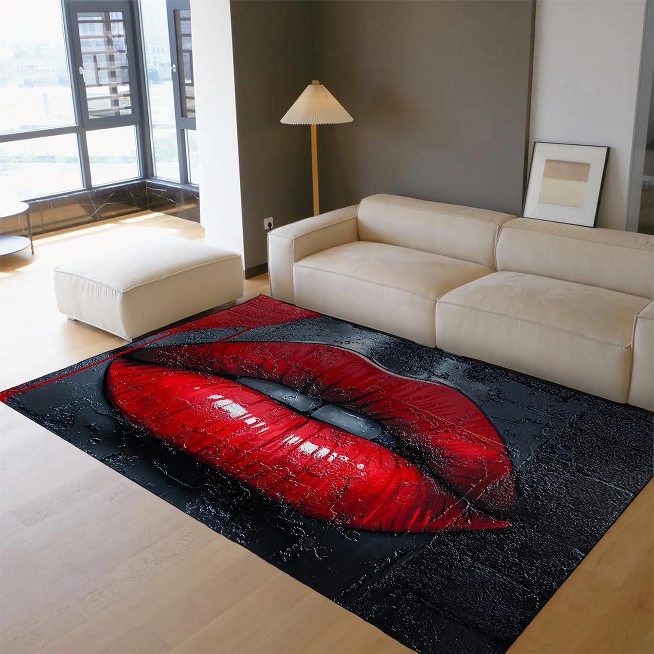 Tapis de cuisine noire 90x150cm moderne et grand tapis antidérapant de chambre