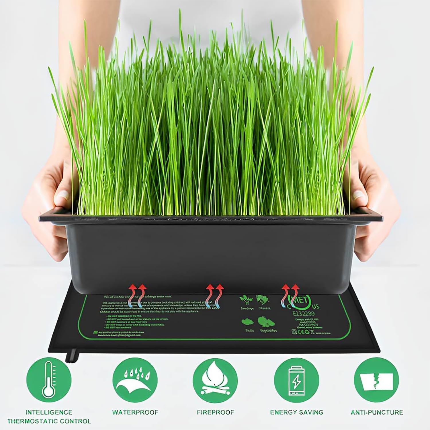 wasserdichte Sämling-Heizmatte, Langlebige PVC-Leder-Hydrokultur-Heizmatte Mit Intelligenter Thermostatsteuerung, Einfacher Und Sicherer Stromanschluss, Für Die Gartenarbeit Im Innenbereich