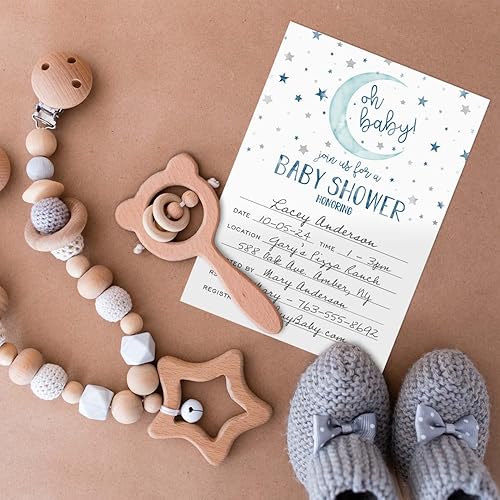 Miniatura 4 de Invitaciones para baby shower, 25 tarjetas de invitación con sobres blancos, invitaciones planas de 5 x 7 pulgadas, tarjetas de fiesta de bebé,