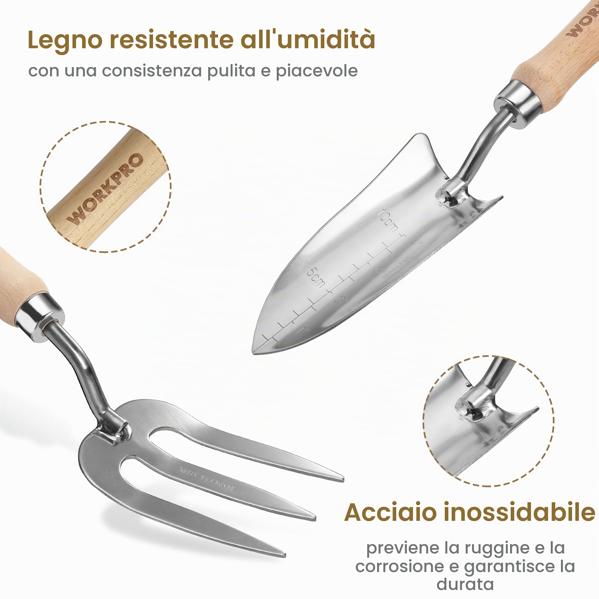 WORKPRO Set di Attrezzi da Giardino Rosa 8 Pezzi, Utensili da Giardino con Borsa da Giardino, Includere Guanti da Giardinaggio, Cesoia da Potatura ecc, Regali da Giardino per Uomo Donna