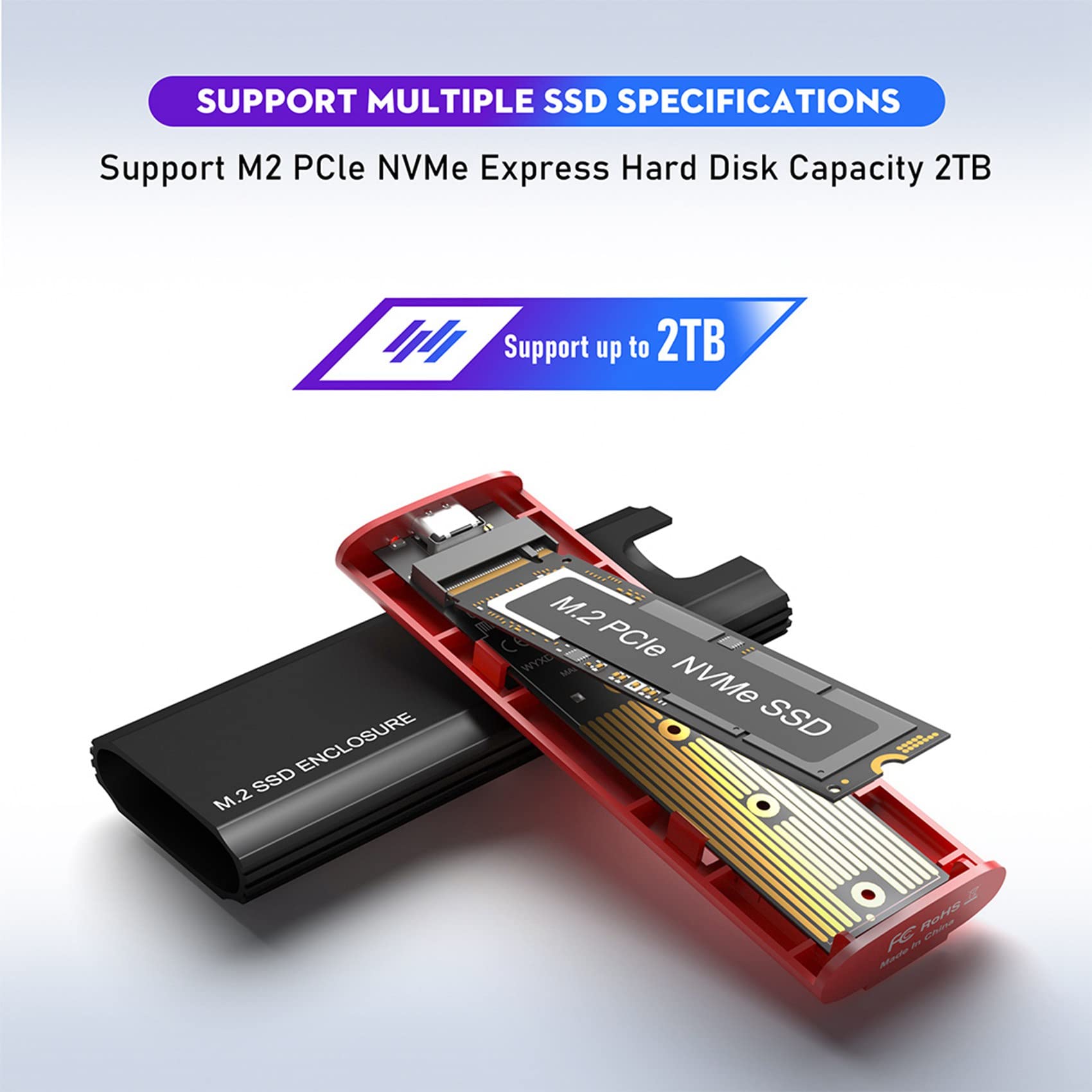 3 x obudowa M2 SSD NVME M.2 na USB 3.1 SSD Box Case do M.2 PCIe NVMe M Key 2230/2242/2260/2280 adapter bez narzędzi, czarna