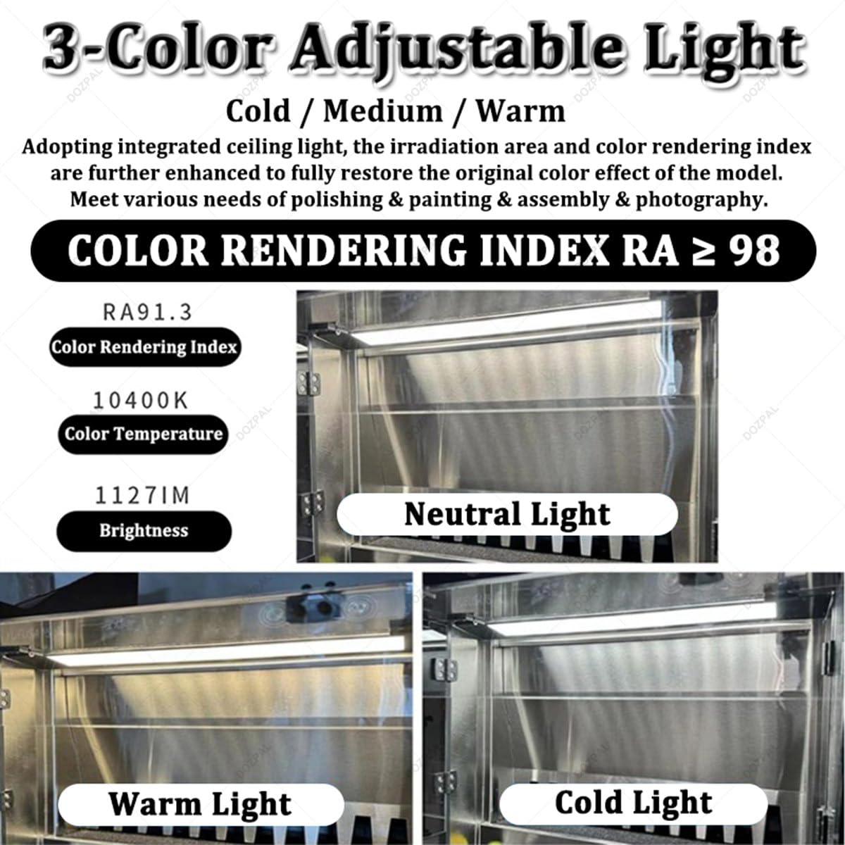 Cabina di verniciatura ad aerografo con Cortina d'Acqua,3 luci a LED,Pannello di Controllo Intelligente e Pompa dell'Acqua Automatica con Flusso di 2200 l/h per modellismo Artistico Fai-da-Te