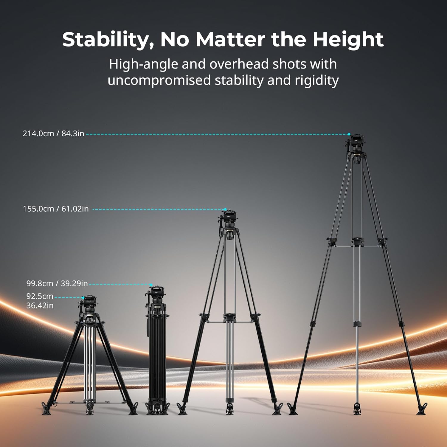 SmallRig 84''/214cm FreeSpeed Aluminum Alloy Video Tripod, Heavy-Duty Camera Tripod with 6-Step Counterbalance, +90° / -60° Tilt, 360° Pan Damping, Dual-Mode QR Plate, Max Load 22lbs, FSD16-5579