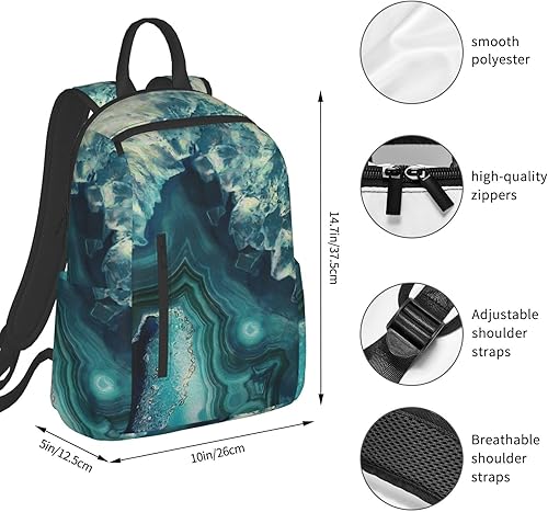 Miniatura 4 de Los libros imprimen la mochila simple y ligera del ocio, la mochila de moda del viaje de los hombres y de las mujeres, Azul aguamarina brillante.,