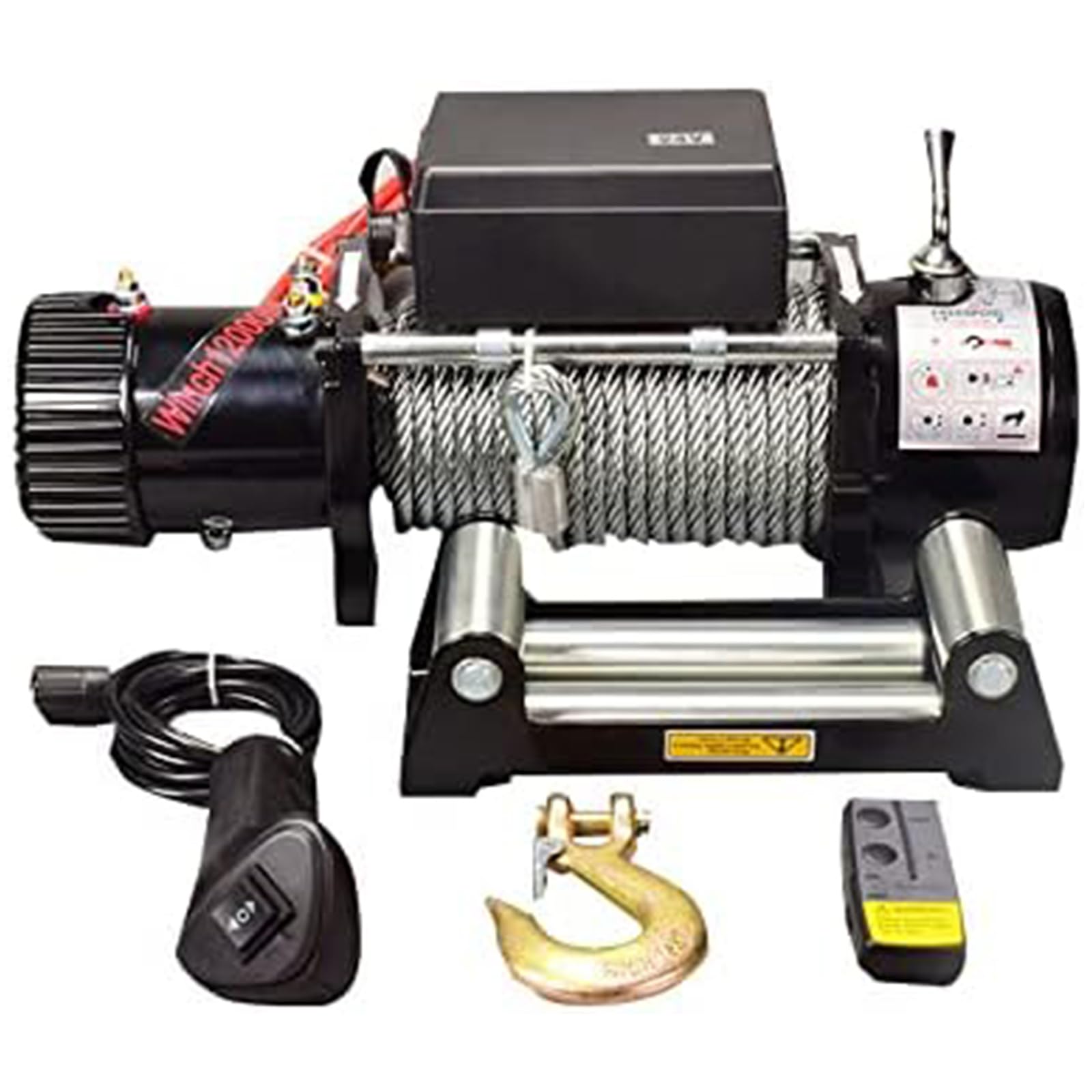電動ウインチ WEIMALL 電動ウインチ 24v 12000LBS 5443kg ホイスト ウインチ