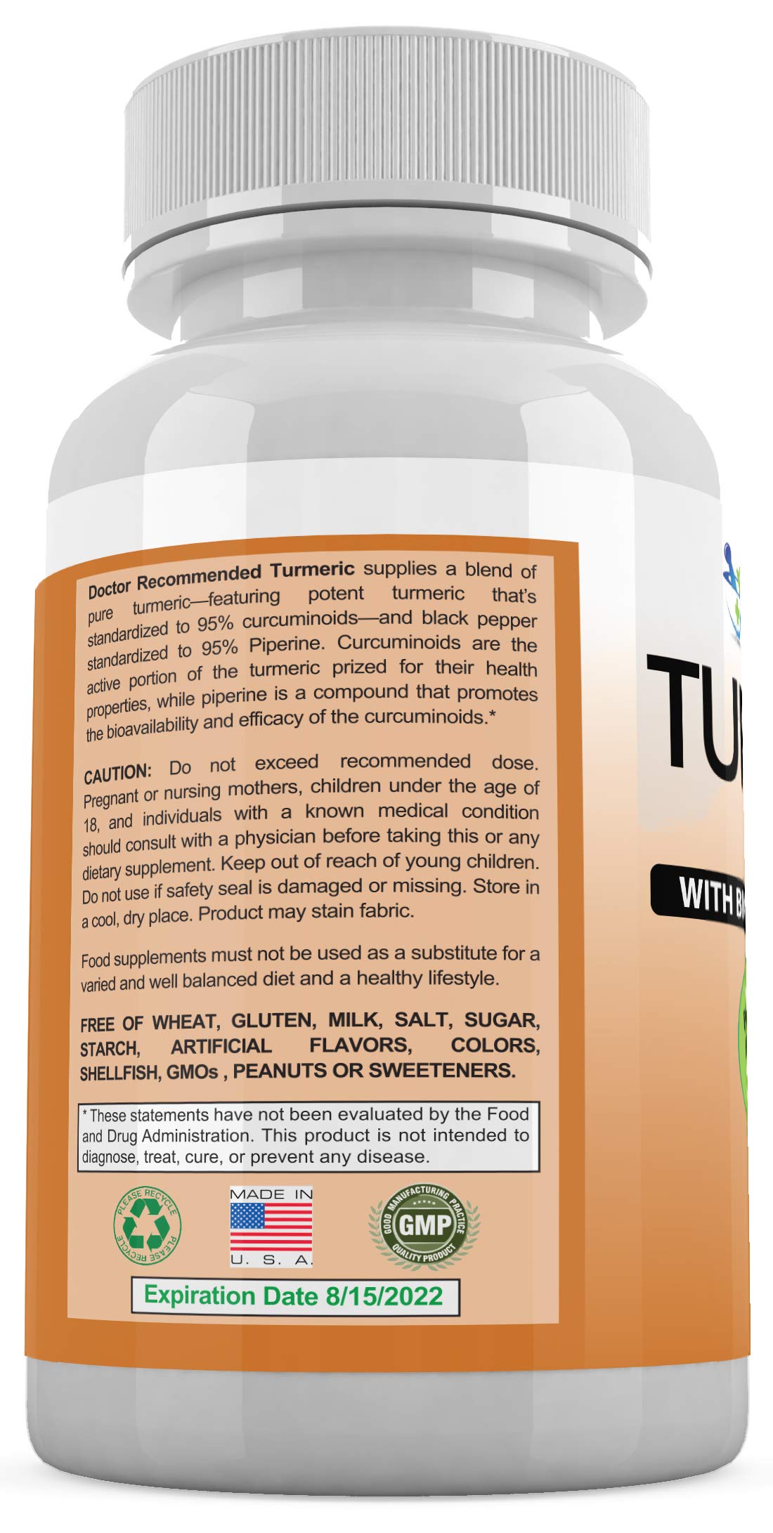 Turmeric Curcumin with Bioperine - 360 Veggie Capsules - 2250mg 95% Curcuminoids with Black Pepper Supplement and Triphala (Pack of 2) — Amazon image 4