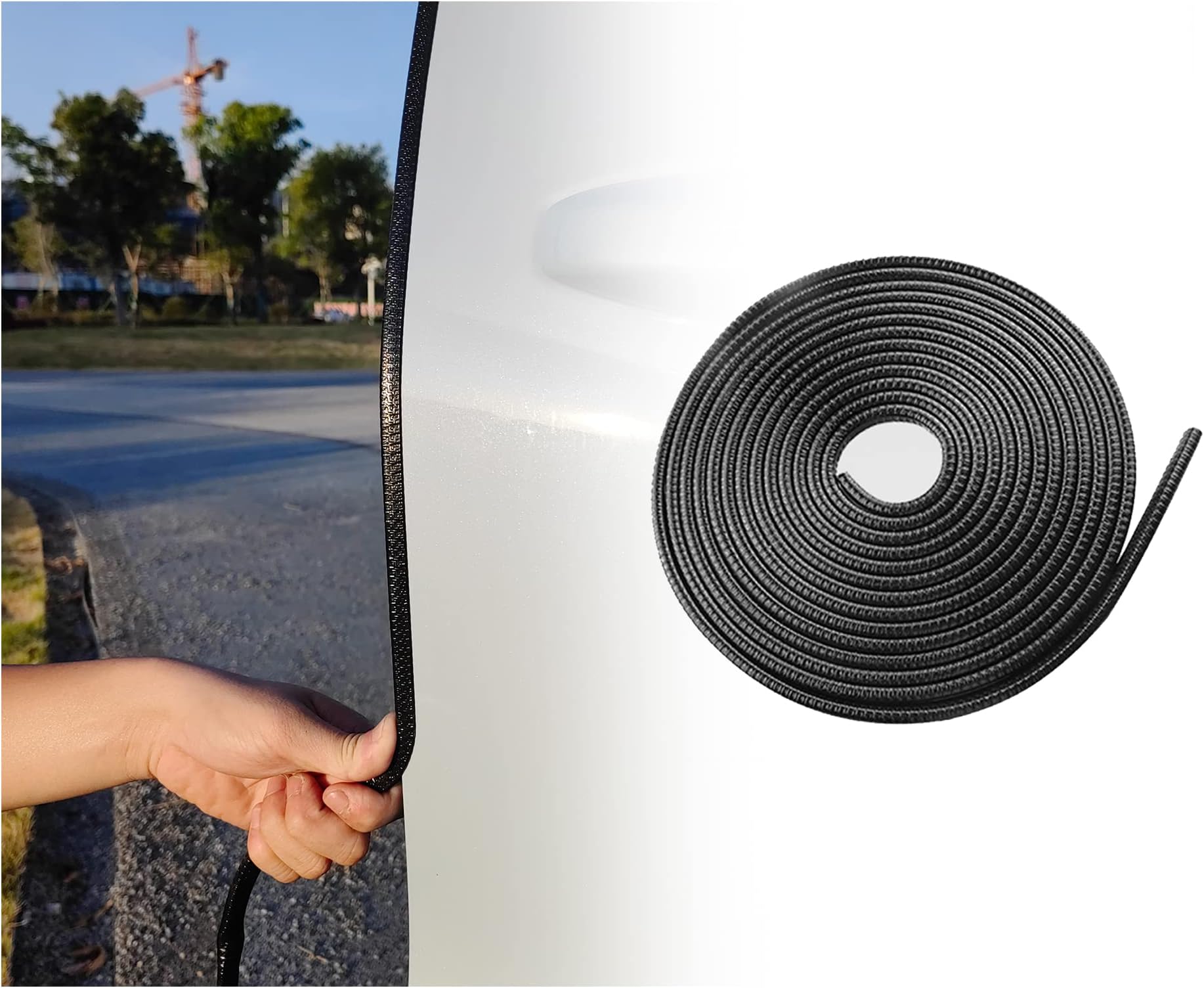 Car Door Protector Edge Guards Universal Soft Rubber Car Door Edge Protector U Shape Automotive Door Entry Guard,Fits for Auto Door Edge Trim Molding for Most Car Decoration Accessories(16Ft 5M)