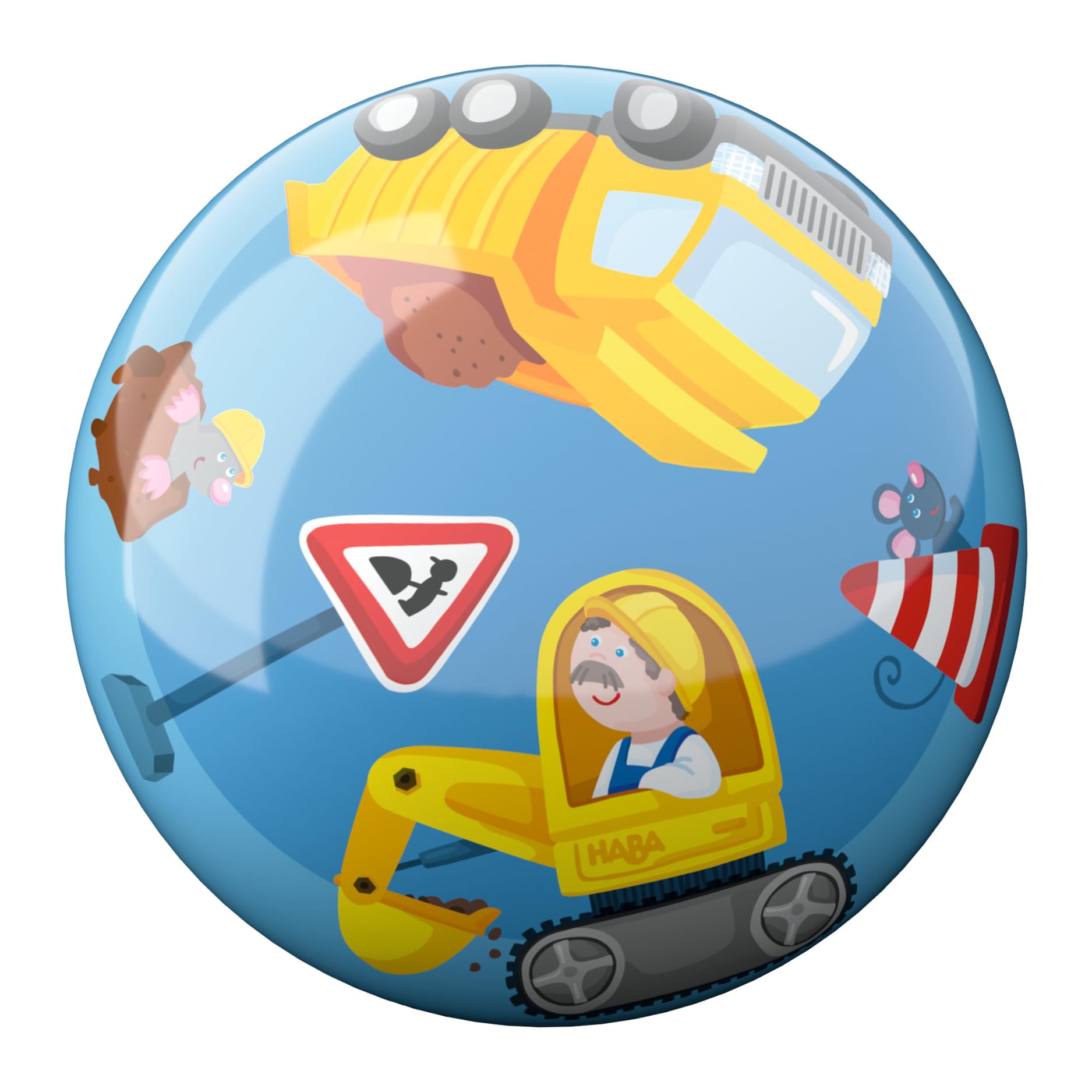 HABA Kinderball Baustelle – Spielball, 14 cm, ab 2 Jahren