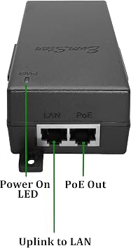 EverStar iPoE-24W48DW 100Mbps | 9-36V DC in | 48V/0.5A 24W DC PoE Out | DC-DC Converter + Passive Mode B (pins 4,5_V+,7,8_V-) Solar PoE Injector/Adapter | Black