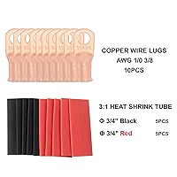 Vista 7 de Sanuke 10 terminales de batería 1/0 AWG-3/8, terminales de anillo de cable de alta resistencia, terminales de calibre 0, extremos de cable