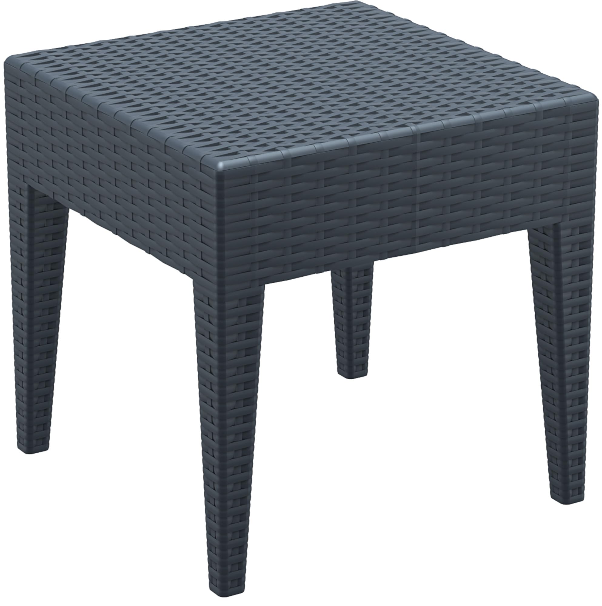 CLP Tavolo da Giardino Miami in plastica I Tavolino impilabile in Rattan I Tavolo da Salotto per Esterni, Colore:Grigio Scuro, Dimensione:45 x 45 cm