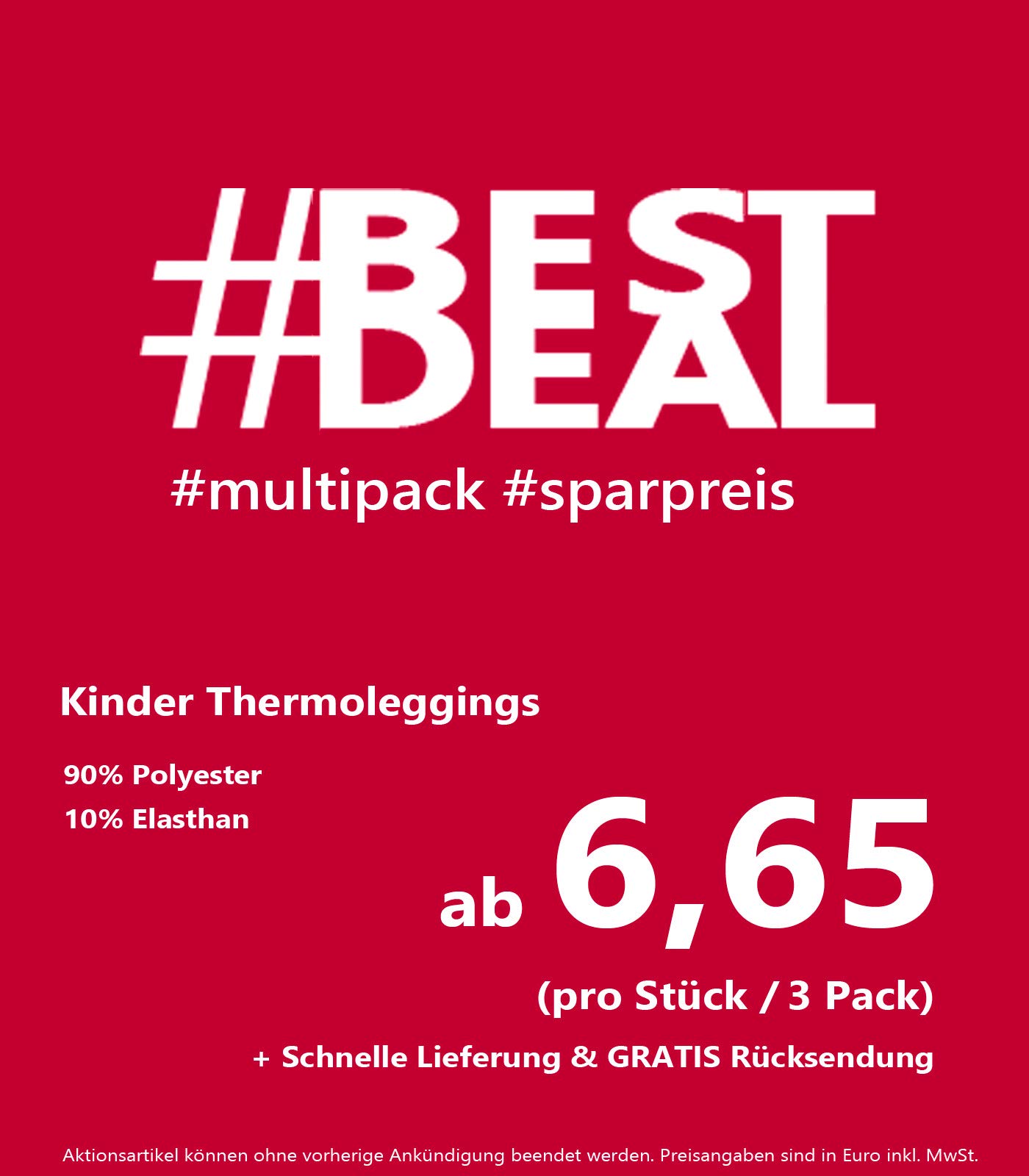 Legging thermique pour enfant avec polaire (1 à 3 paquets)
