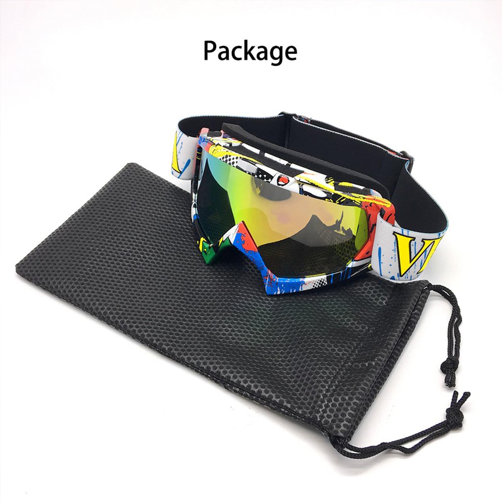 Occhiali da neve pieghevoli, unisex, per motocross, sport, motoslitta, snowboard, sci, anti nebbia, polvere, UV, antipolvere, antigraffio