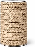Leecogo 8mm Jute Rope 50 Feet Natural Thick Twine for Crafts, Gardening, Cat Scratching Post Repair & DIY