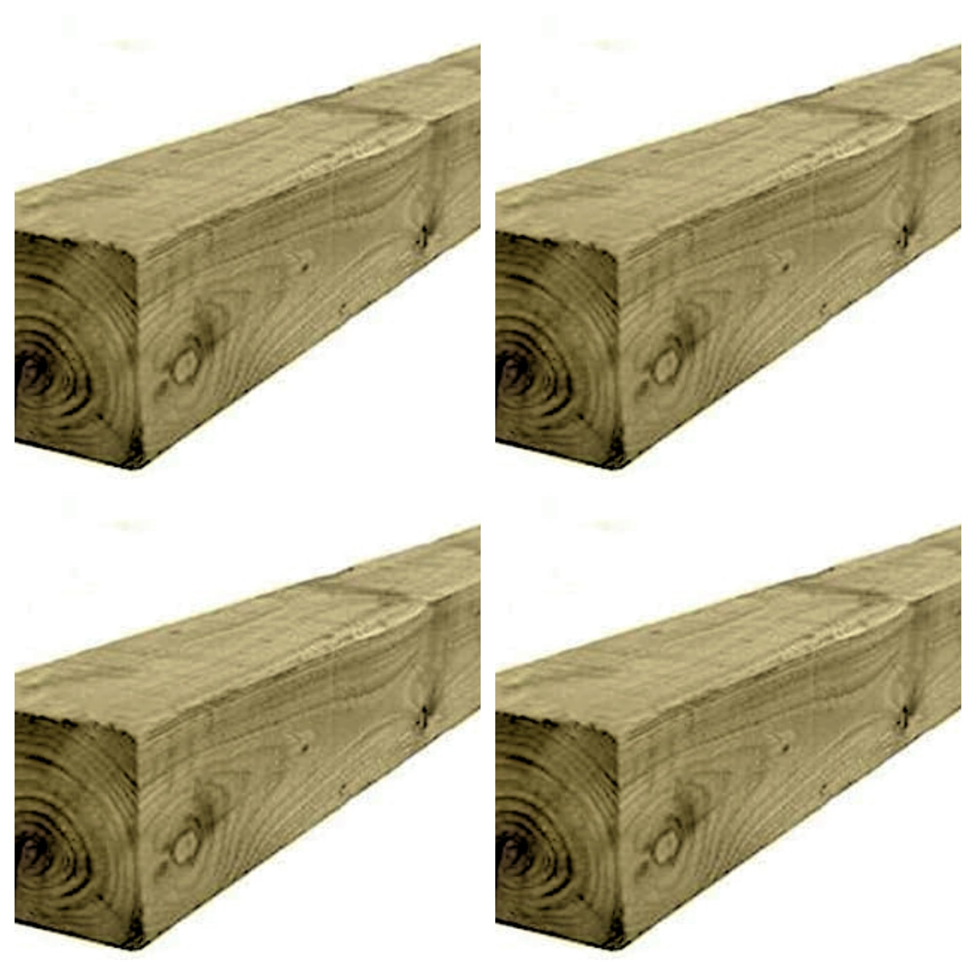 Ashby Harrington Green Fence Post | Wood Fence Posts | Gate Post | 75Mm X 75Mm | 1.5M | Pack Of 4