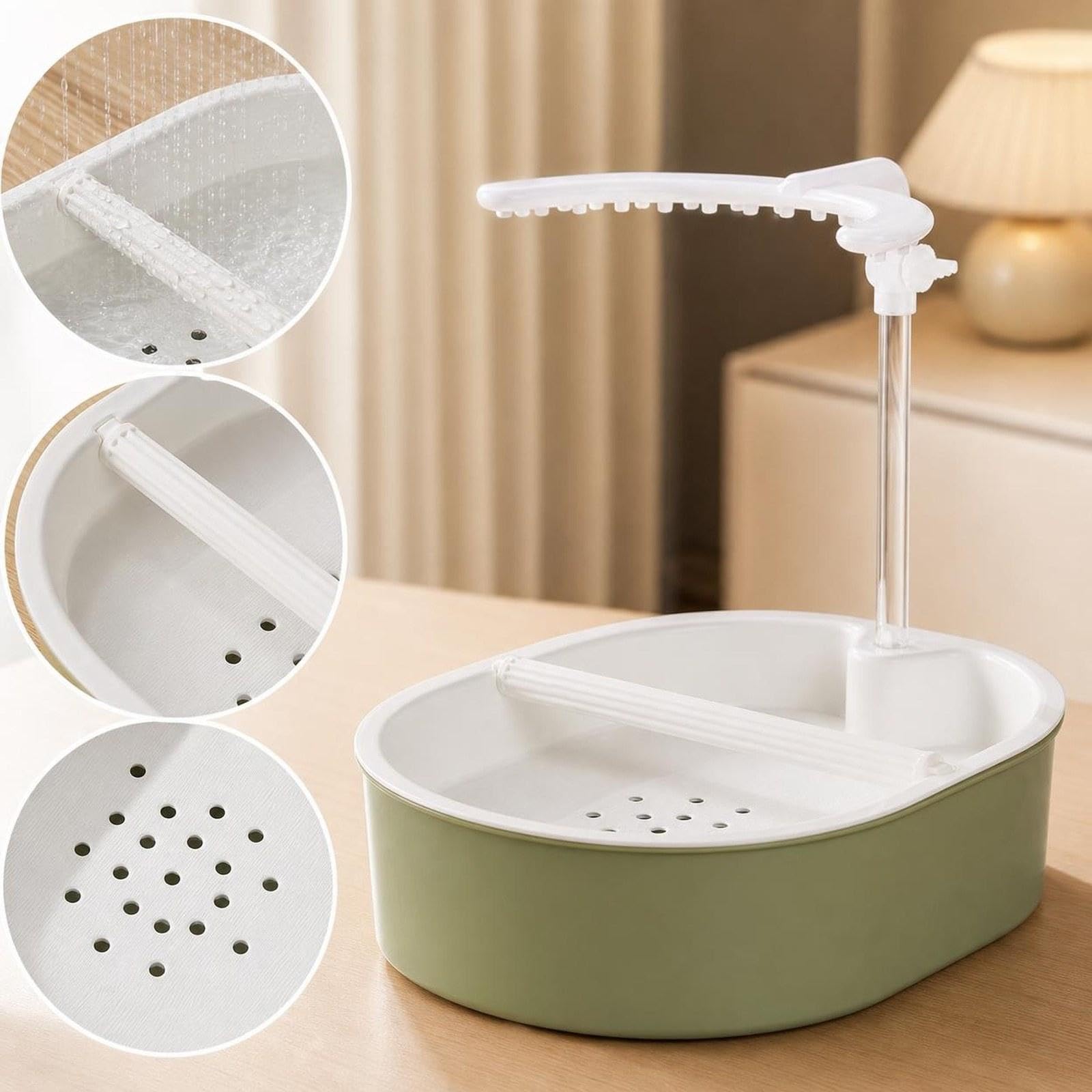 Papageienbadewanne Automatisches Badehaus Vogelzubehör Stabiles Pp Material Multifunktional Einstellbar für Wellensittiche Papageien Paarvögel Heimanw, Weiß